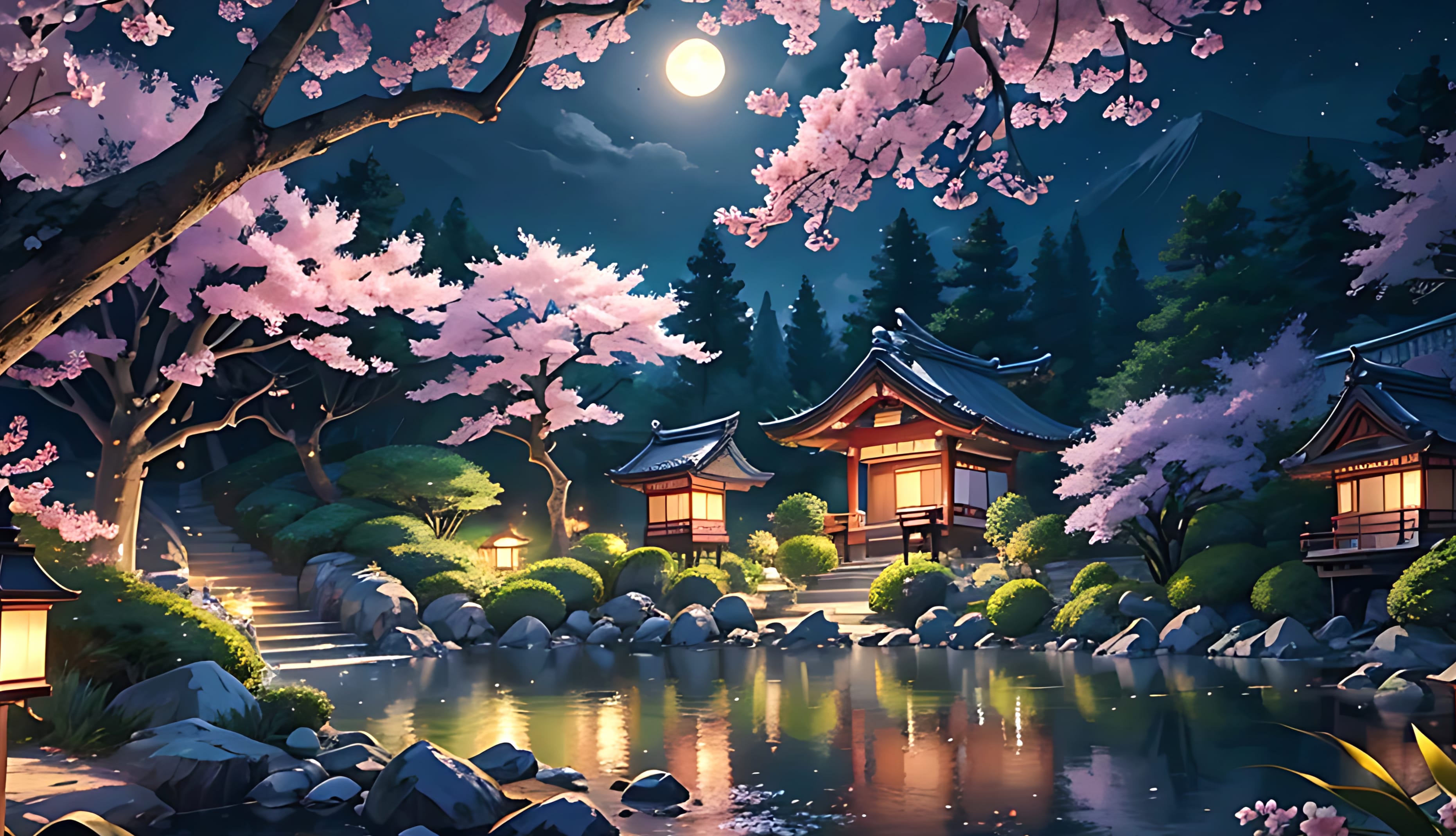 anime landscape sakura at 1280 x 720 HD size wallpapers HD quality