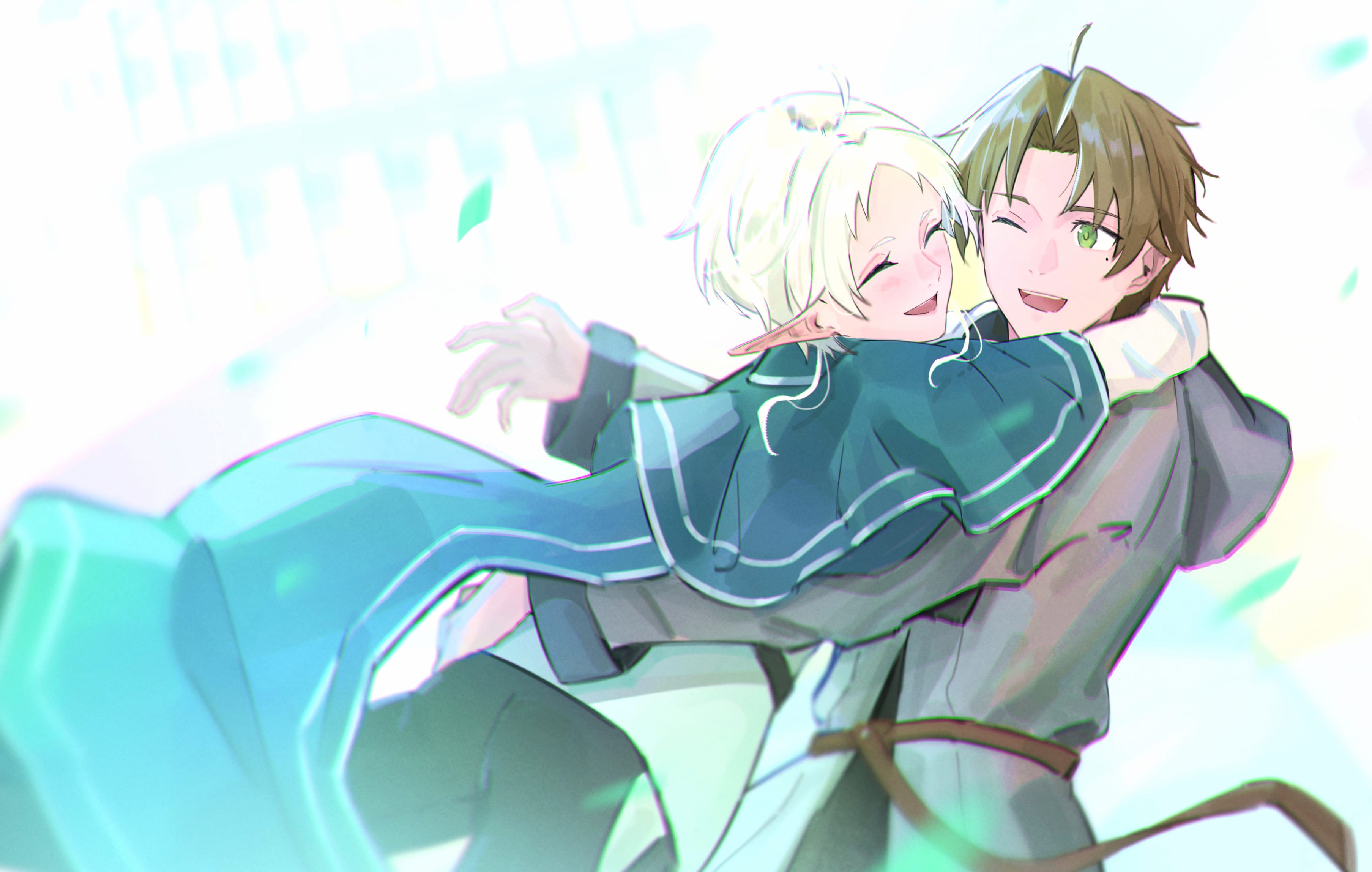 Anime Mushoku Tensei Jobless Reincarnation Sylphiette (Mushoku Tensei Jobless Reincarnation) Rudeus Greyrat wallpapers HD quality