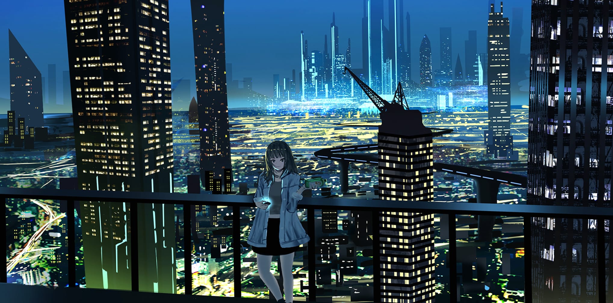 Anime Night in Sci-Fi City wallpapers HD quality