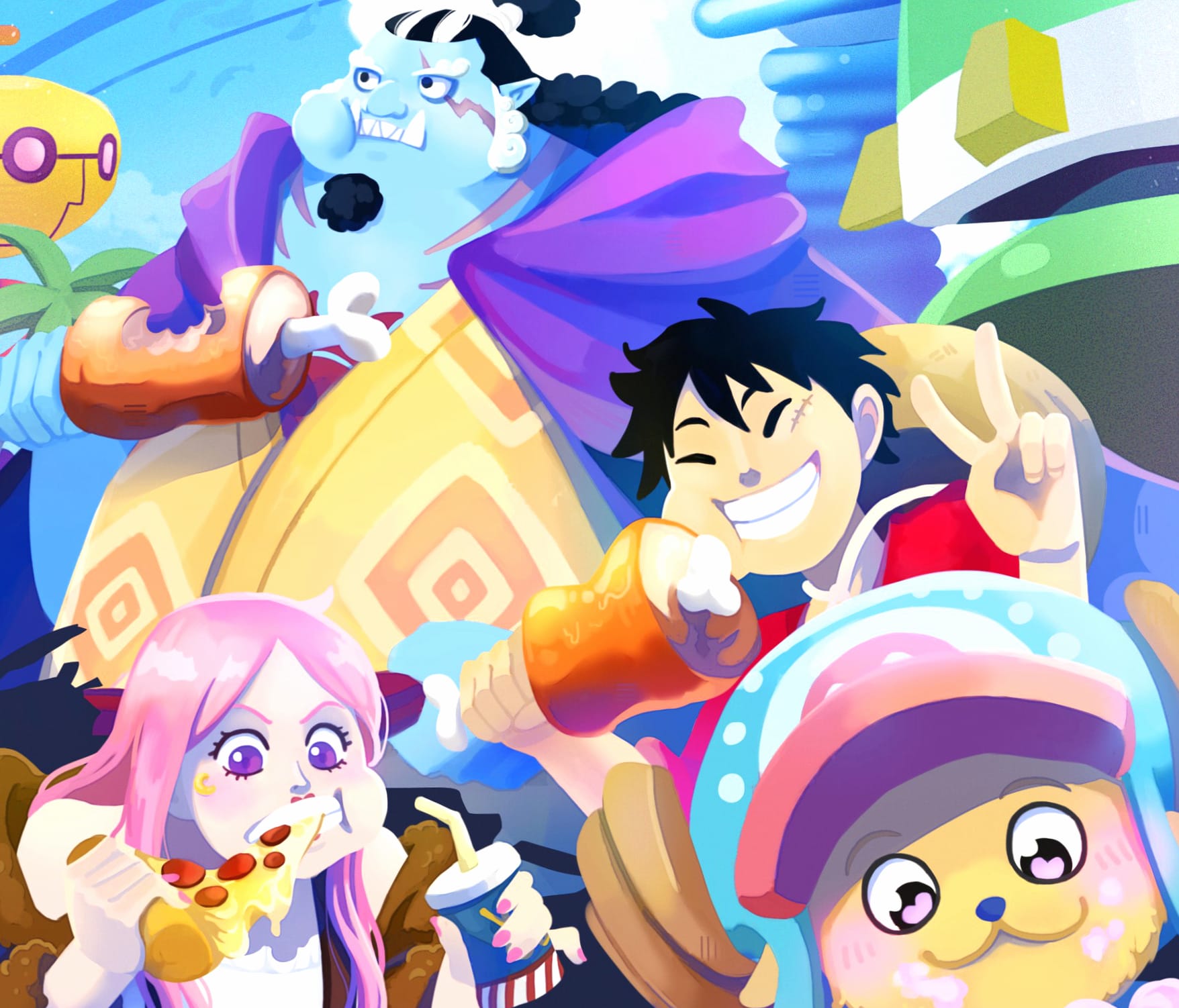 Anime One Piece Jinbe (One Piece) Tony Tony Chopper Monkey D. Luffy wallpapers HD quality