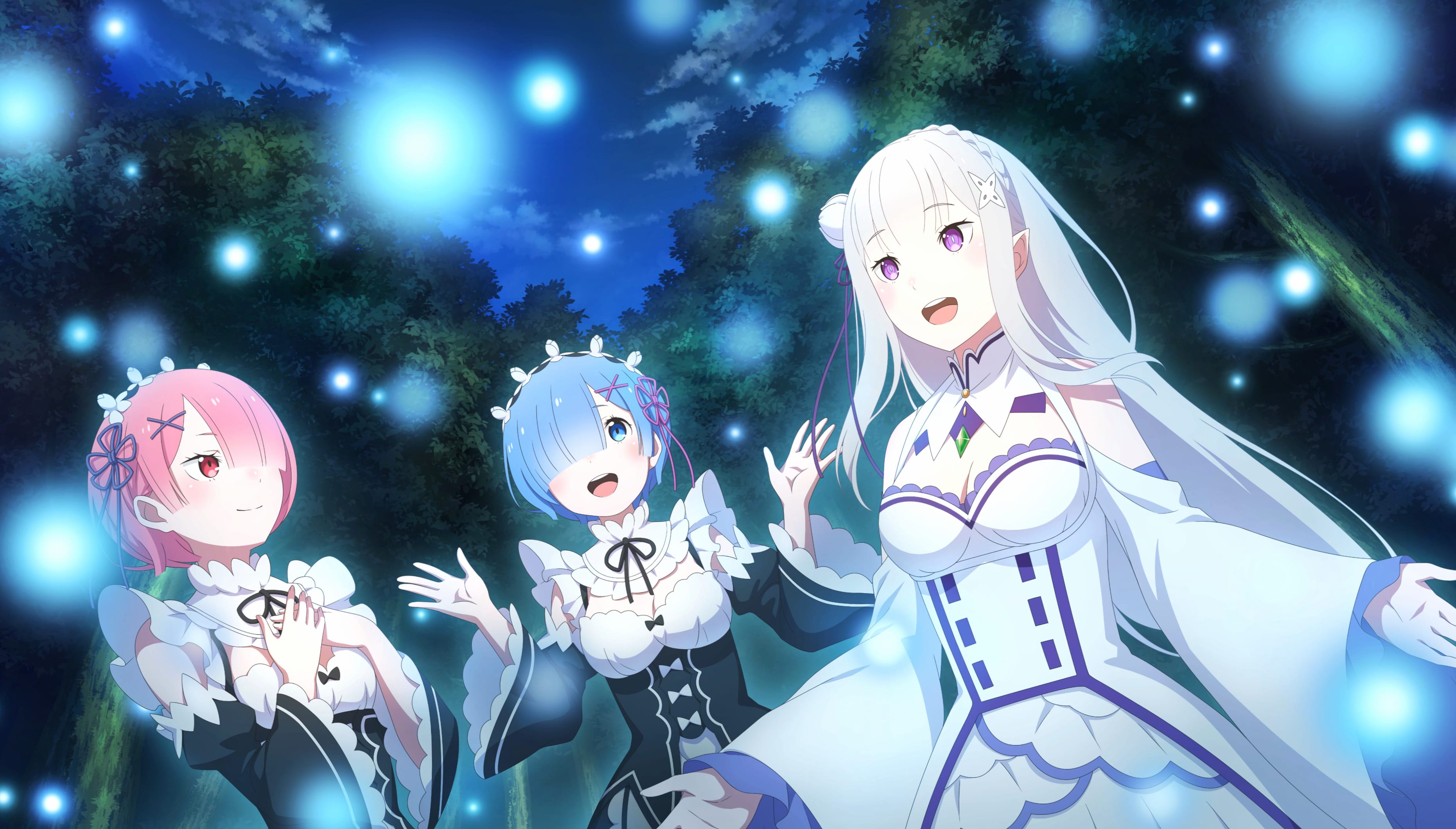 Anime ReZero - Starting Life In Another World Rem (ReZERO) Ram (ReZERO) Emilia (ReZERO) wallpapers HD quality