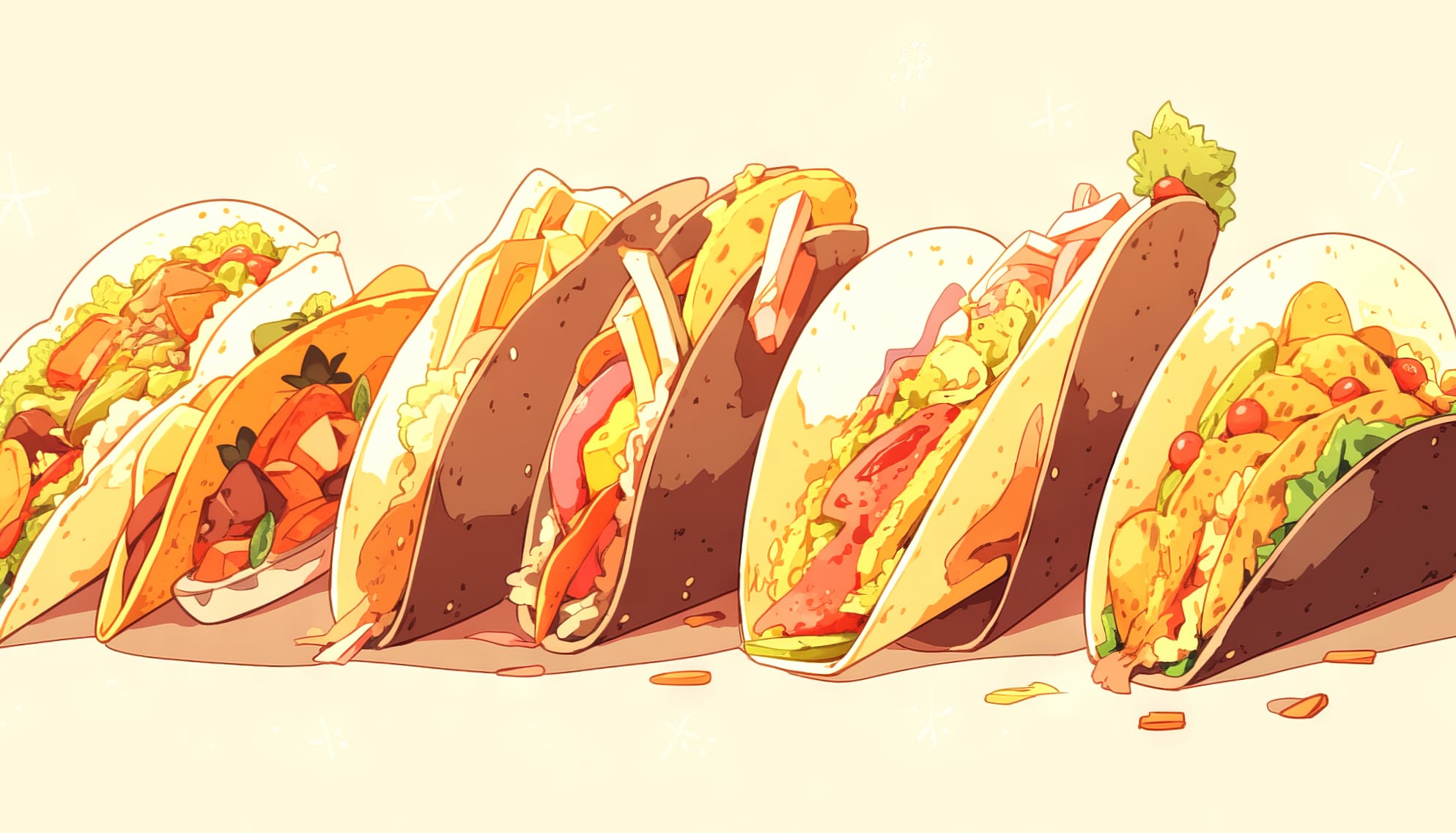 Anime Style Taco Food Wallpaper at 2048 x 2048 iPad size wallpapers HD quality