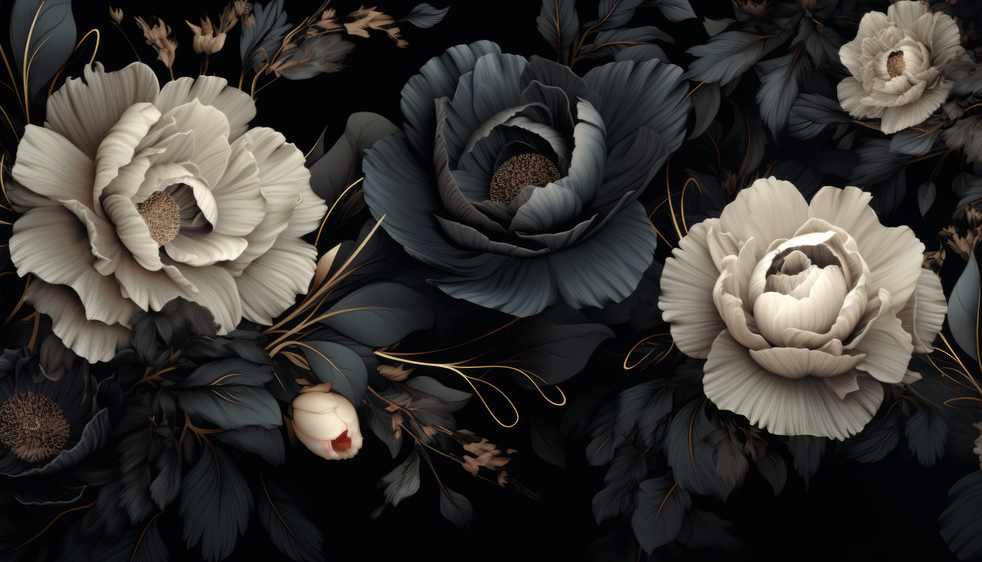 Artistic Black Floral - at 1334 x 750 iPhone 7 size wallpapers HD quality