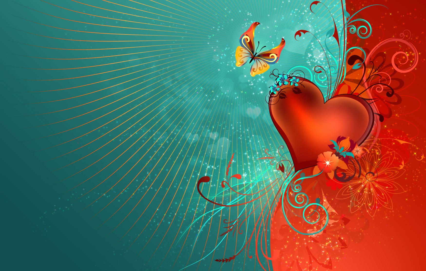 Artistic Heart Butterfly Flower Abstract at 640 x 960 iPhone 4 size wallpapers HD quality