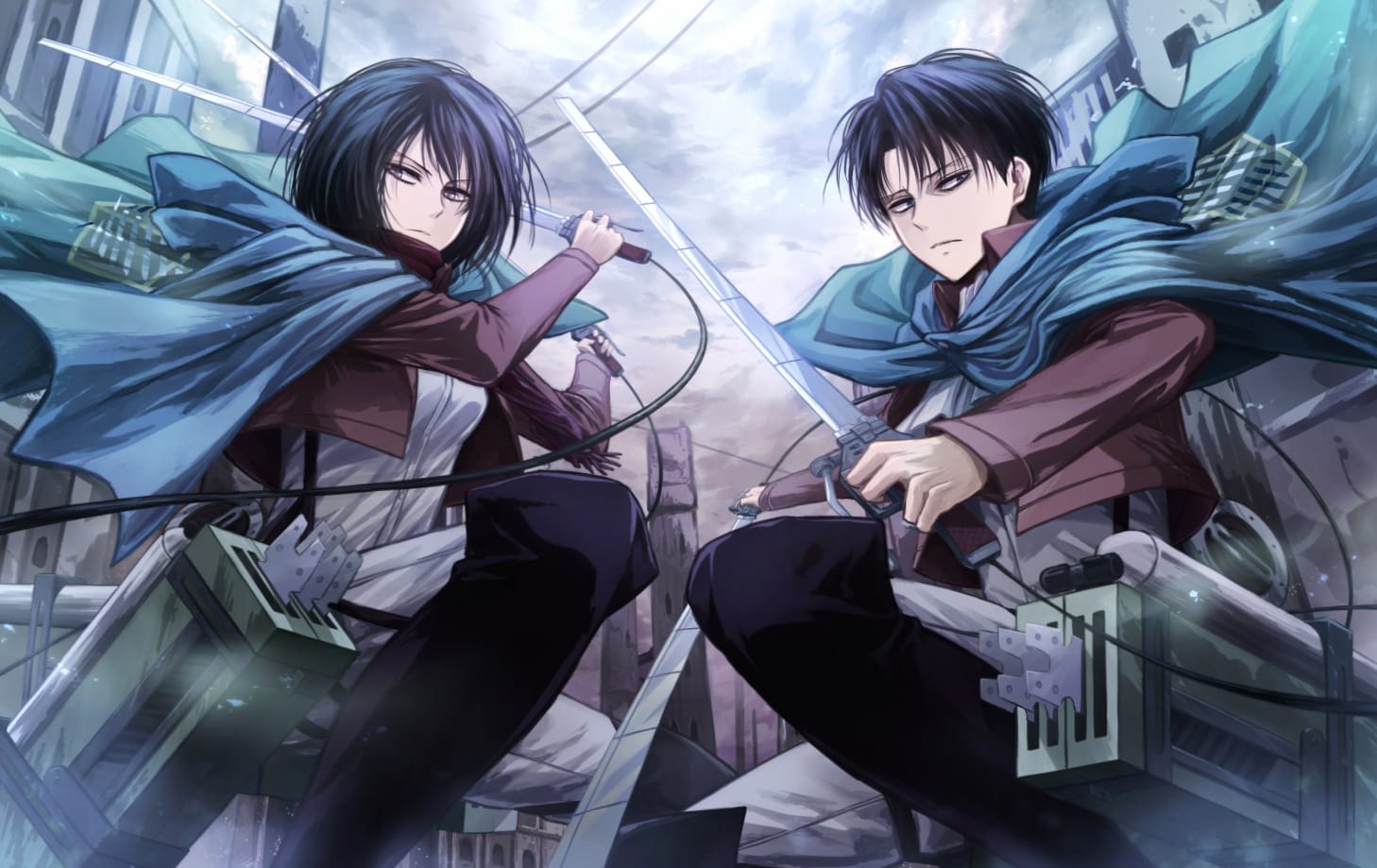 Attack on Titan Mikasa & Levi in Battle wallpapers HD quality