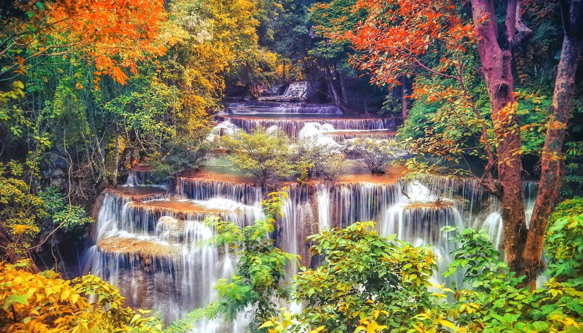 Autumn Forest Waterfall wallpapers HD quality