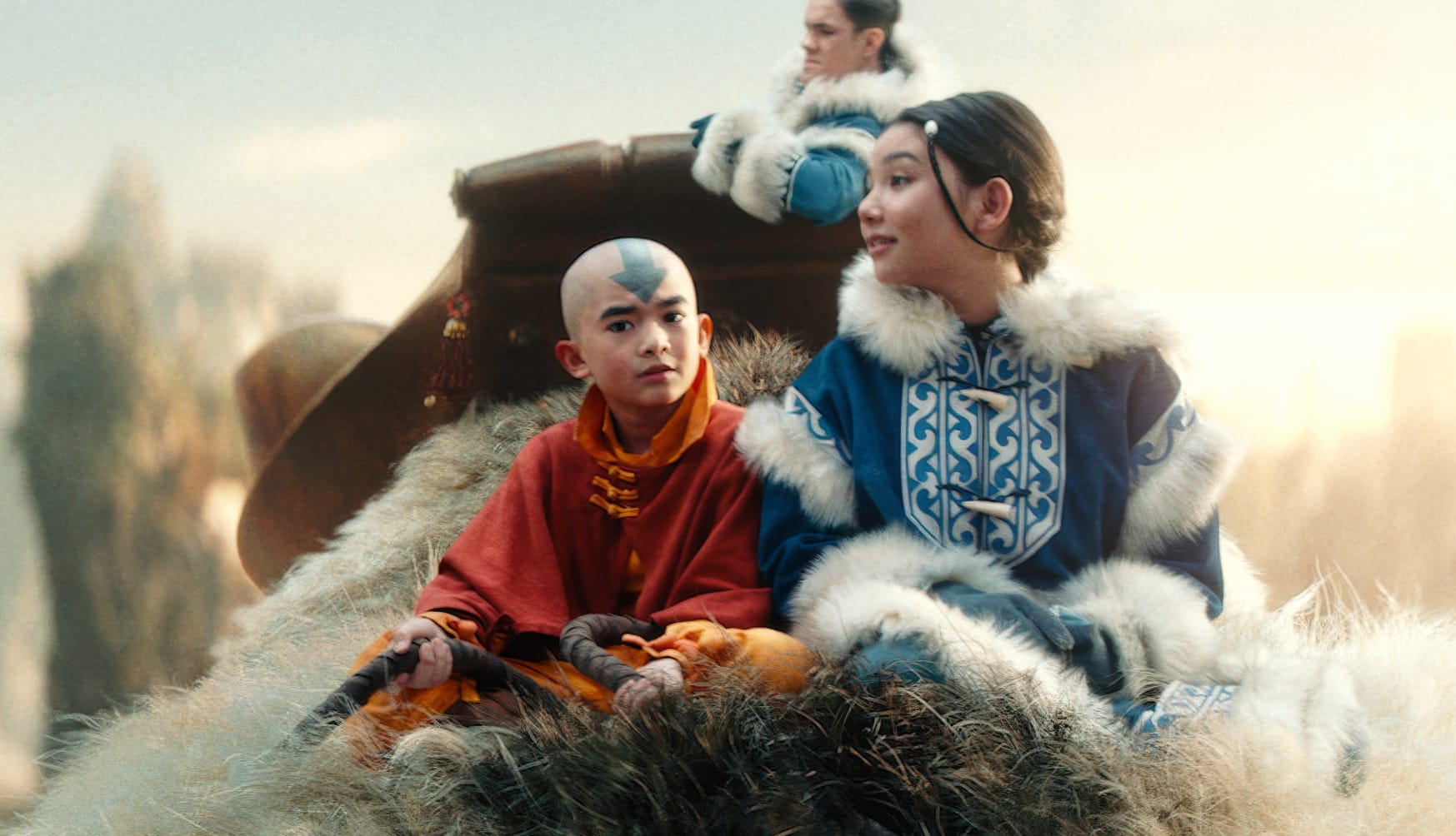 Avatar The Last Airbender - Aang and Katara Adventure at 1024 x 1024 iPad size wallpapers HD quality