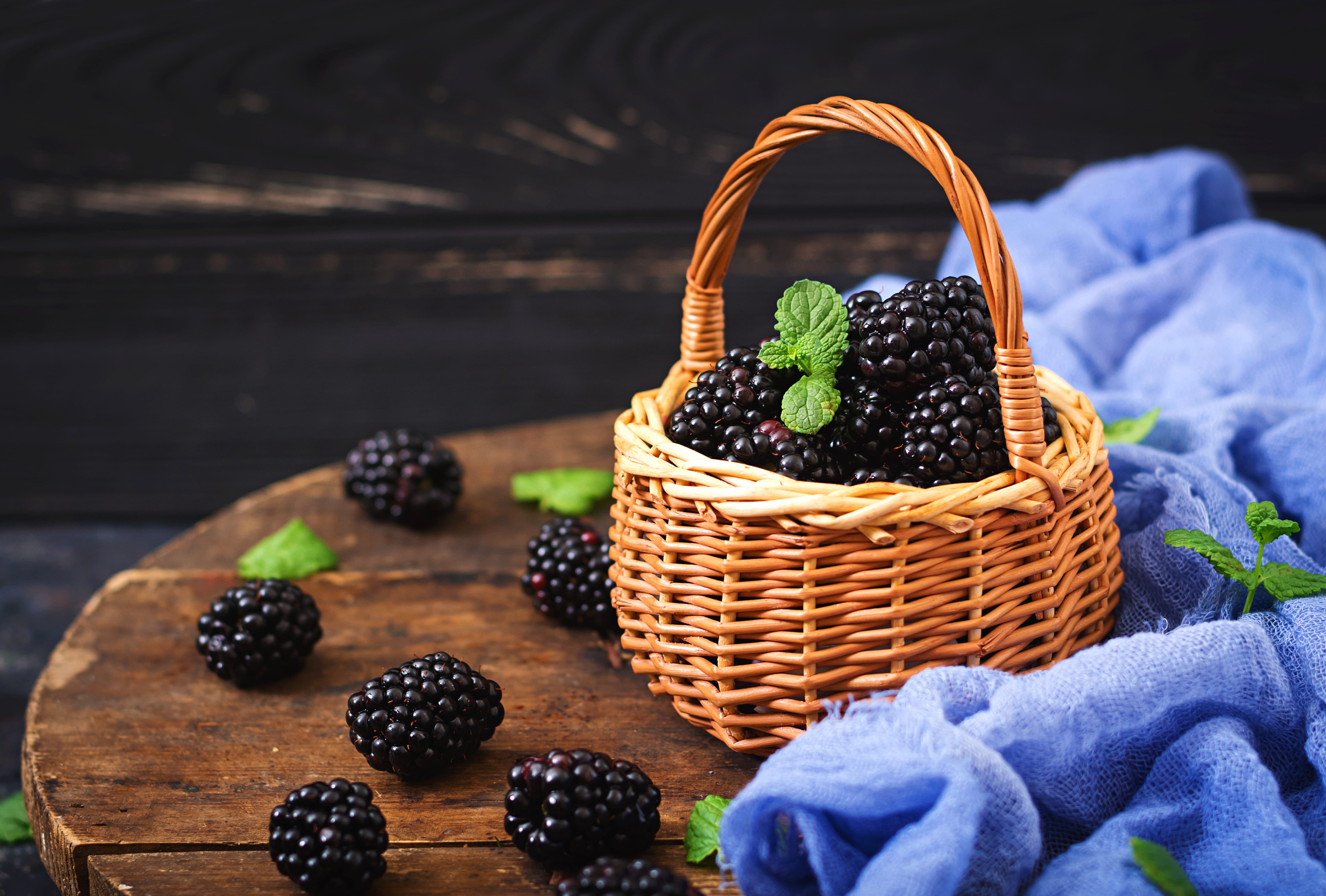 Basket Berry Fruit Food Blackberry wallpapers HD quality