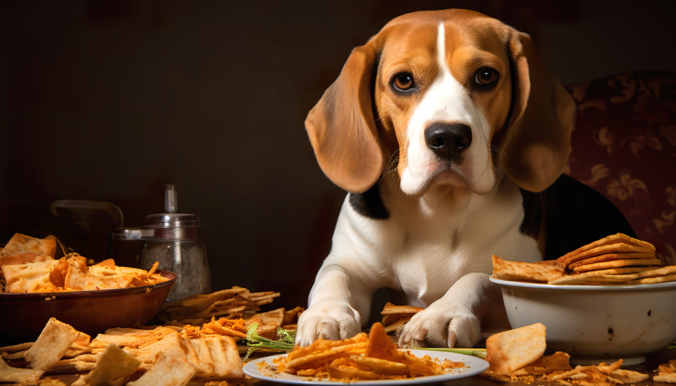 Beagle Dog Eating Food Wallpaper at 1600 x 1200 size wallpapers HD quality