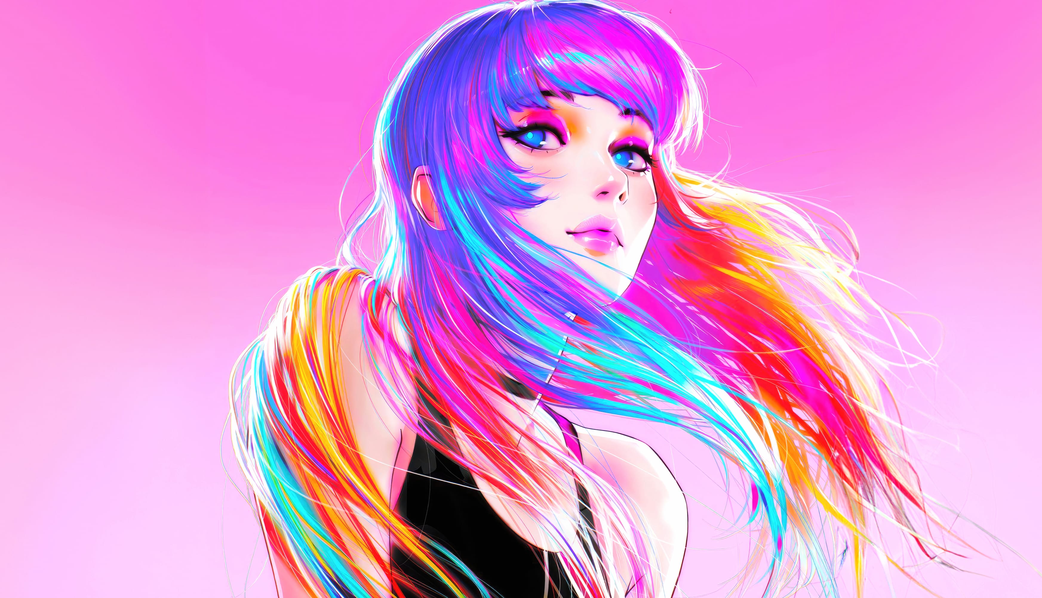 Beautiful girl Colorful art wallpapers HD quality