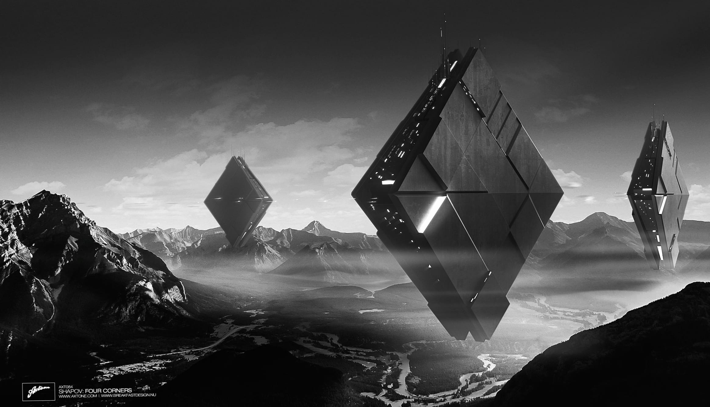 Black & White Sci Fi Geometry Music Axtone at 1280 x 960 size wallpapers HD quality