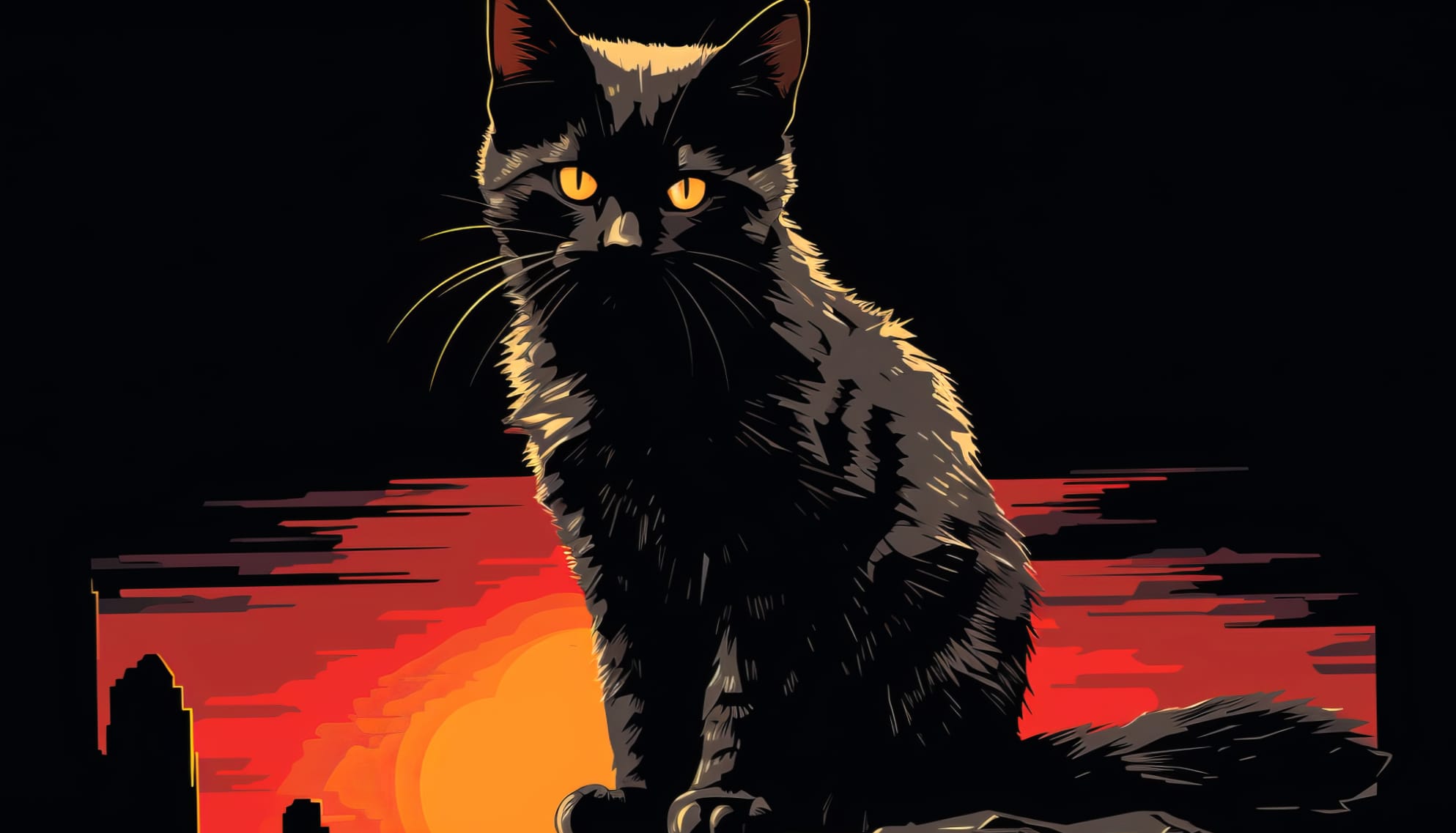 Black Cat Silhouette wallpapers HD quality