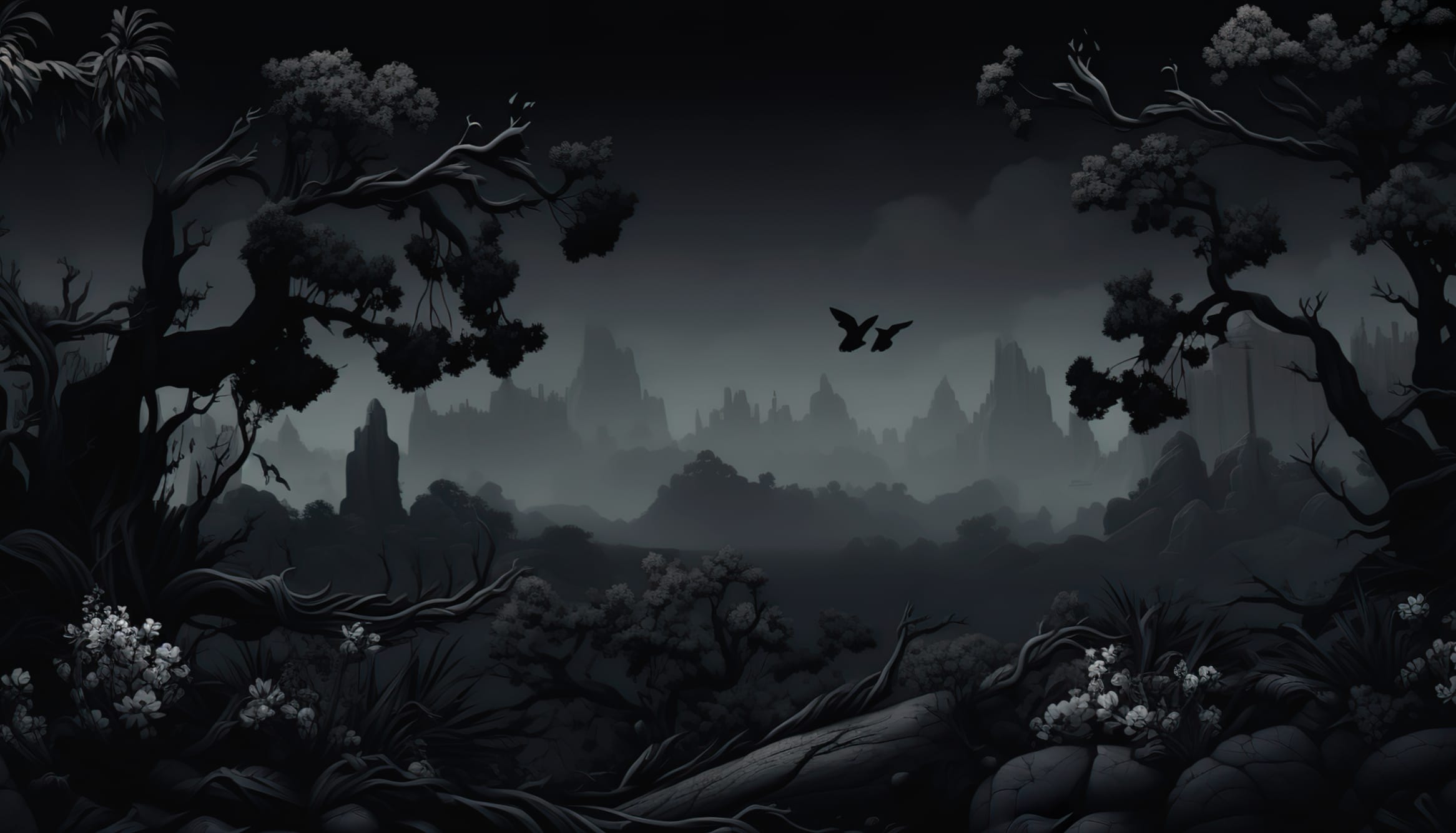 Black Landscape, Dark Nature Wallpaper at 1024 x 1024 iPad size wallpapers HD quality