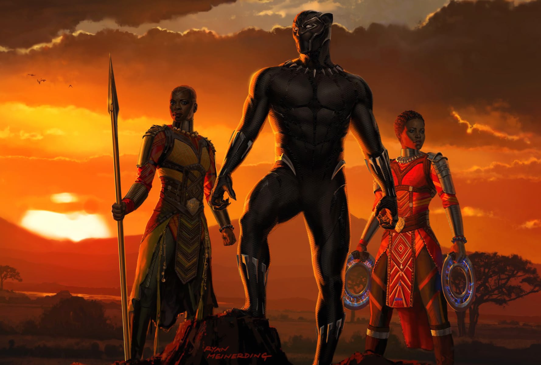 Black Panther - Wakanda Sunset at 320 x 480 iPhone size wallpapers HD quality