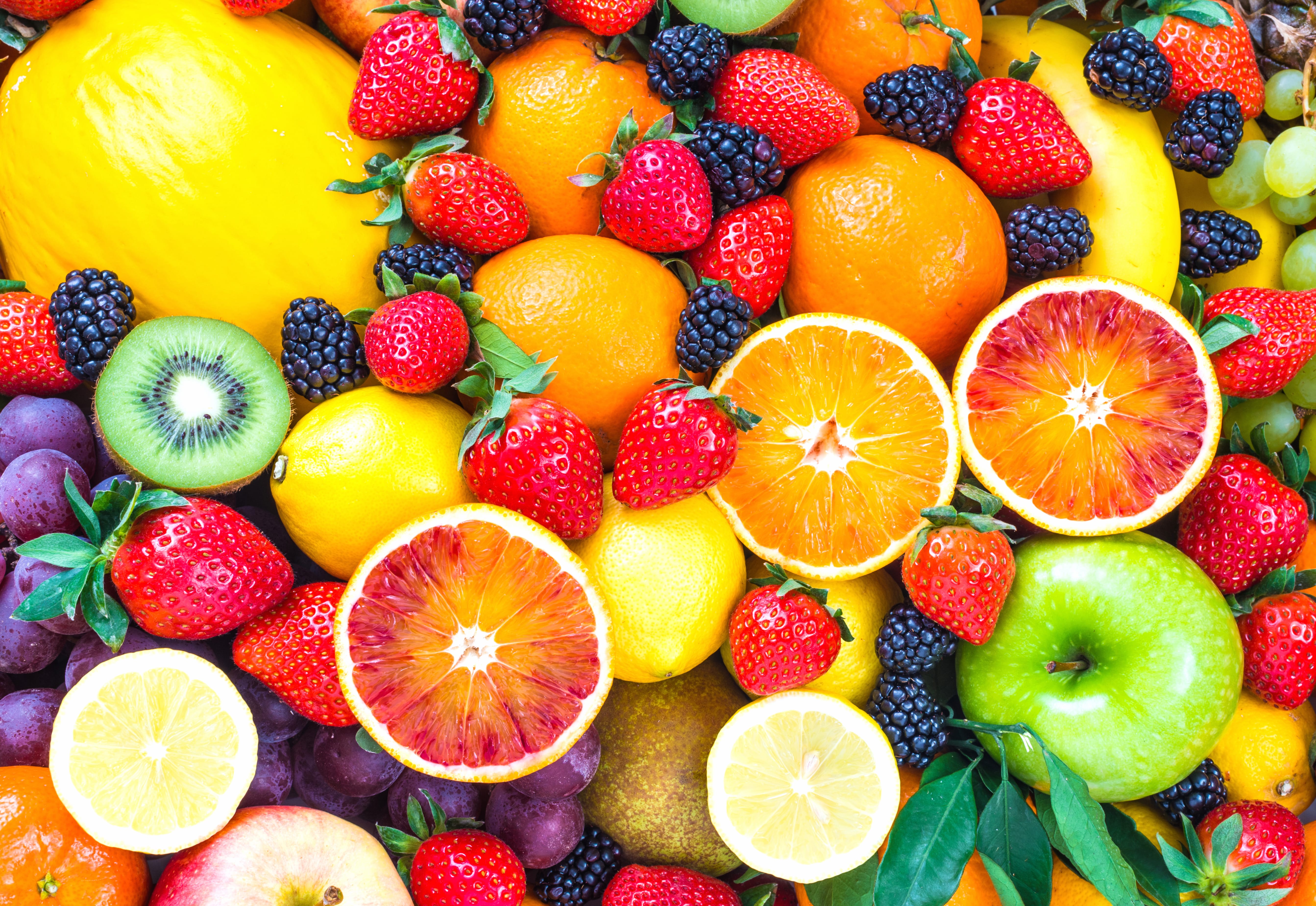 Blackberry Grapes Orange (Fruit) Kiwi Apple Strawberry Berry Food Fruit wallpapers HD quality