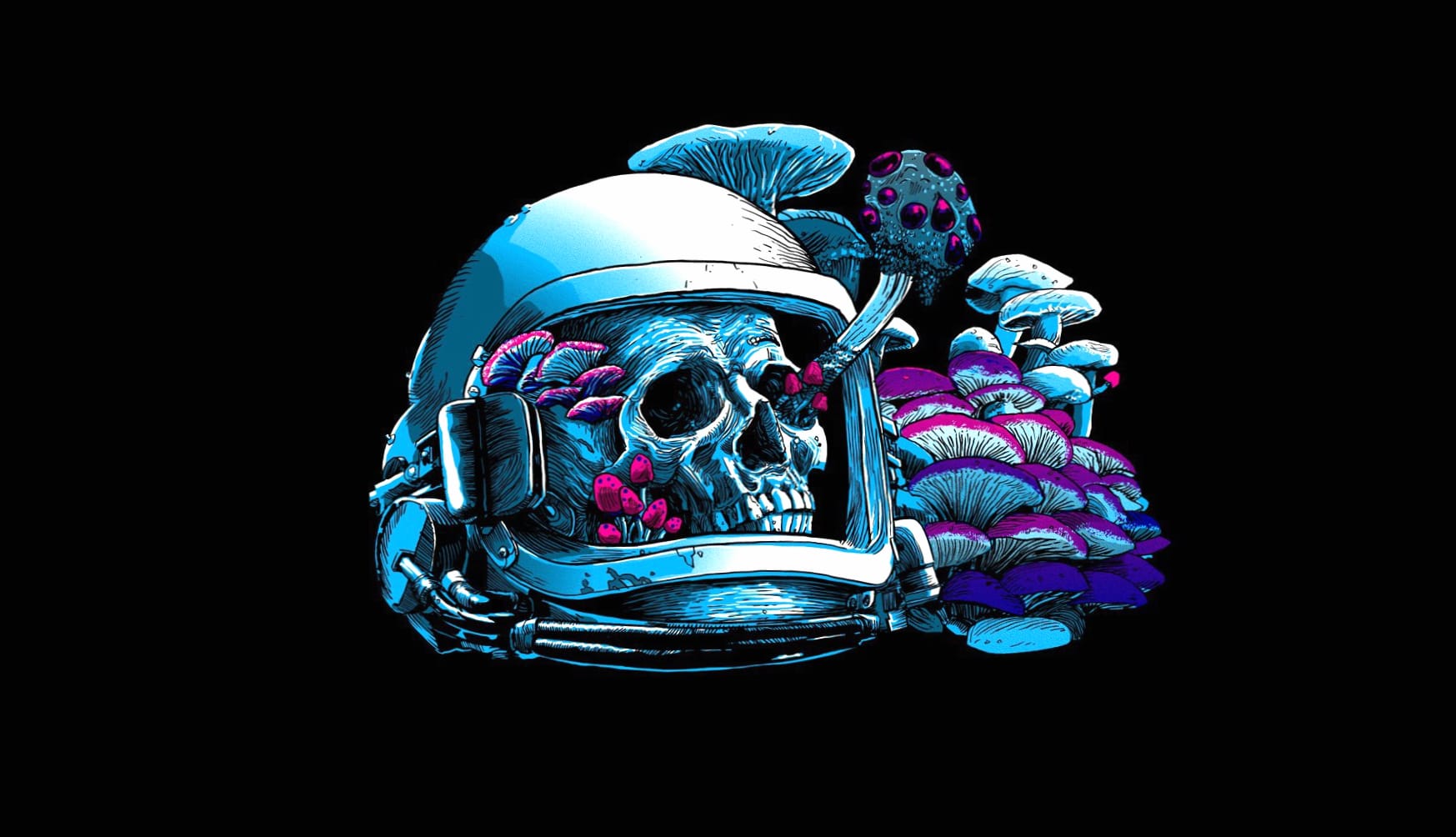 Blue Astronaut Skull at 1600 x 1200 size wallpapers HD quality