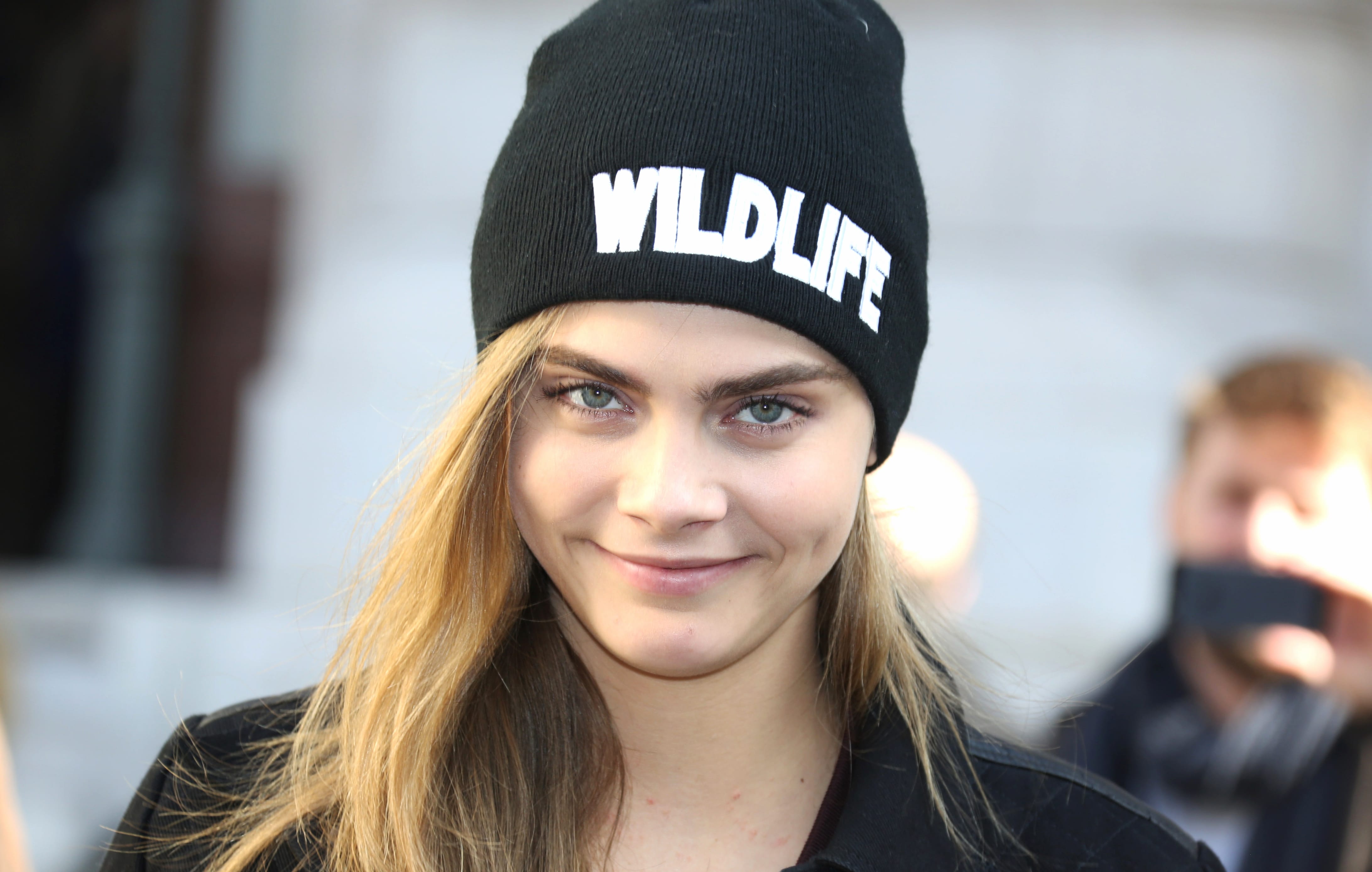 Blue Eyes Smile Actress Blonde English Model Celebrity Cara Delevingne at 2048 x 2048 iPad size wallpapers HD quality