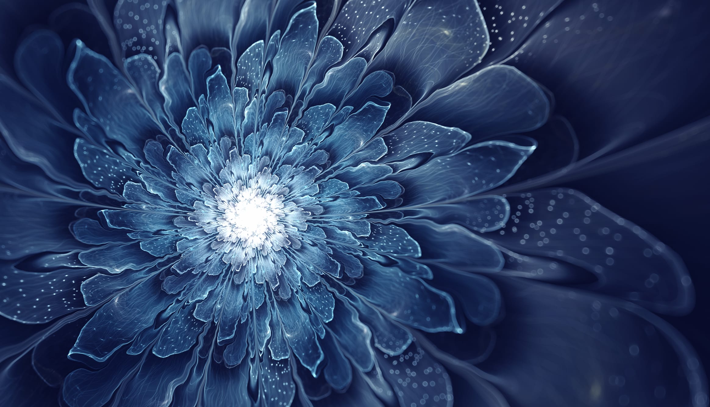 Blue Fractal Flower at 320 x 480 iPhone size wallpapers HD quality