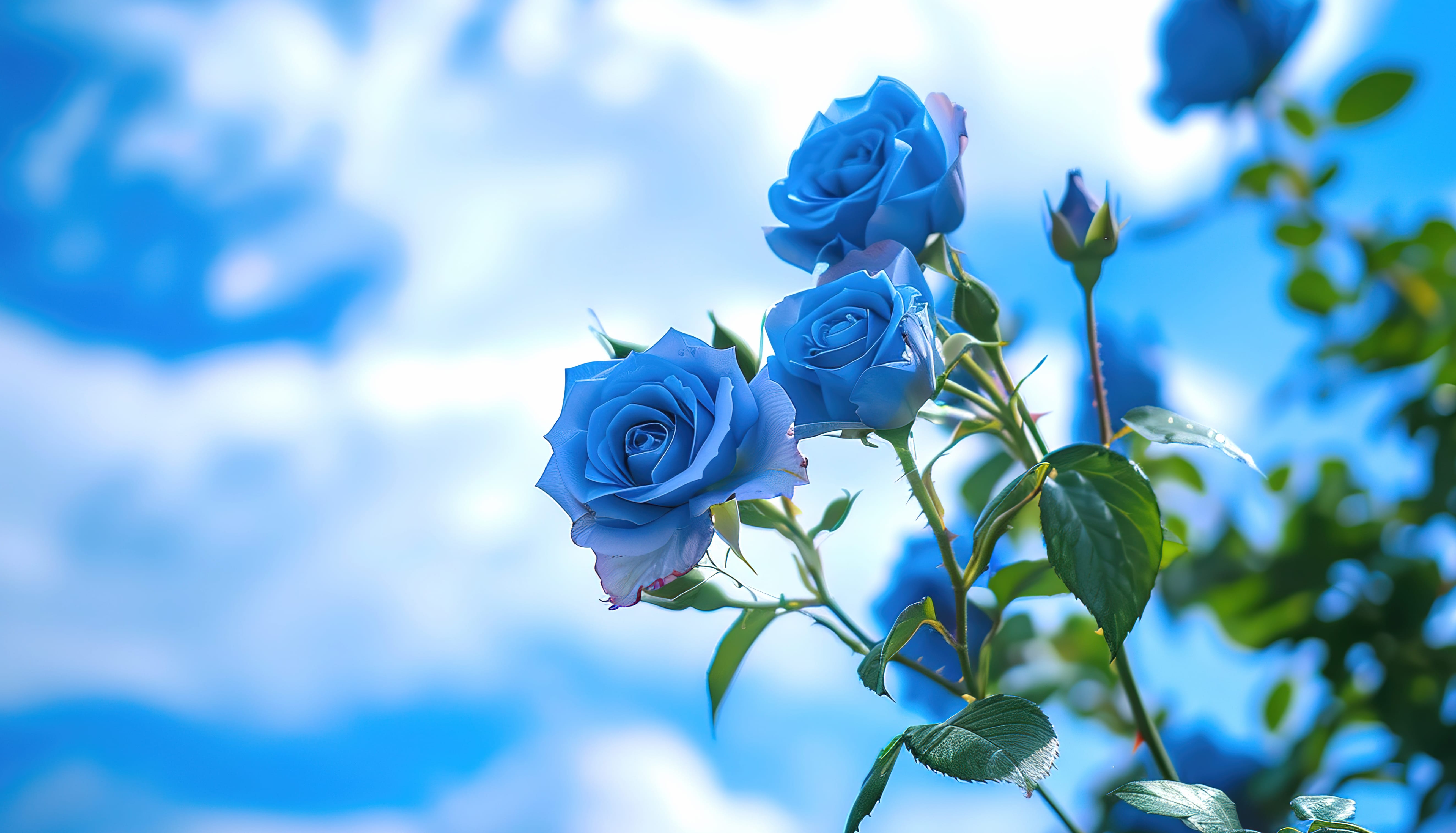 Blue roses under a blue sky wallpapers HD quality