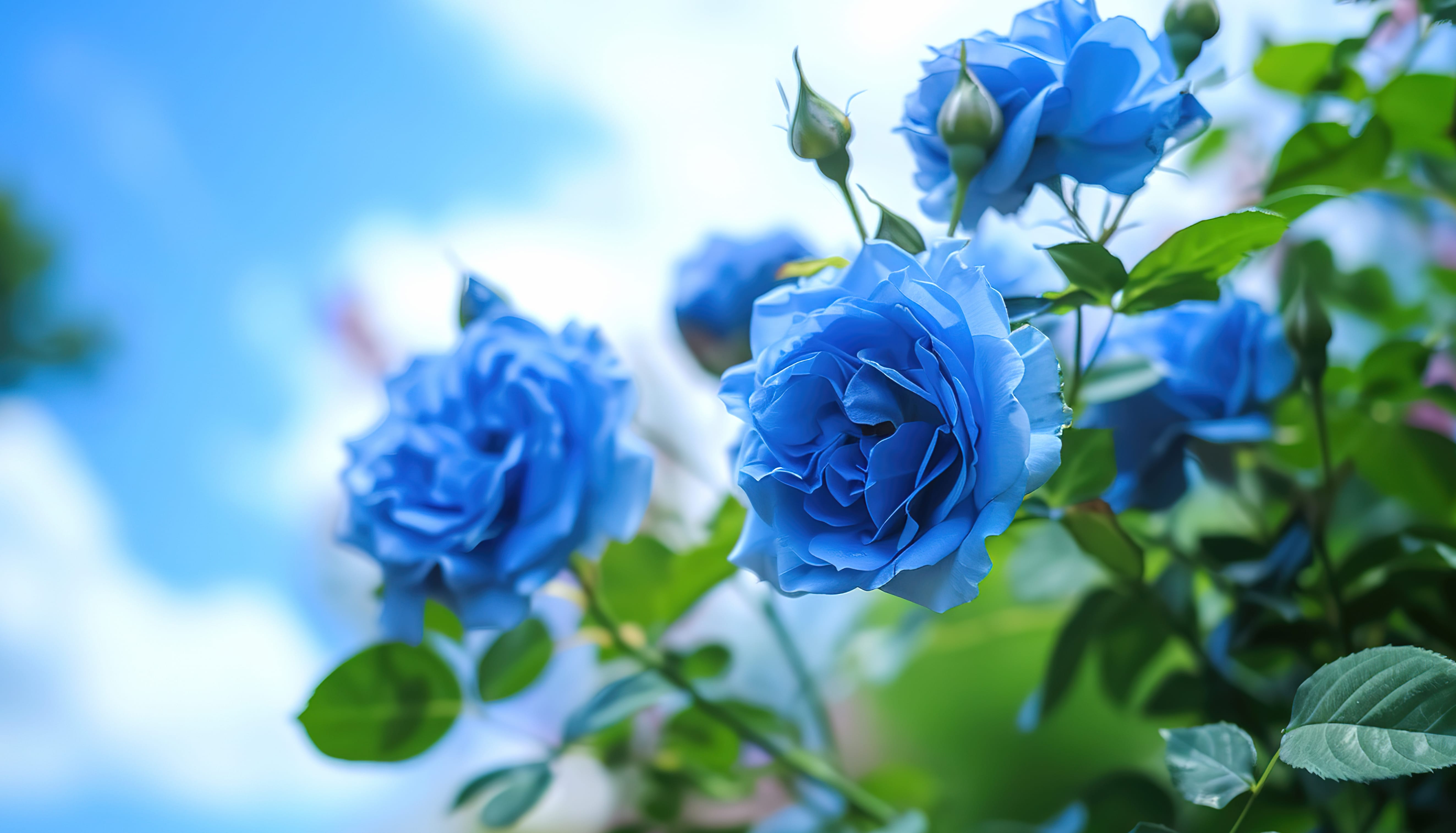 Blue roses under a blue sky 04 at 1366 x 768 HD size wallpapers HD quality