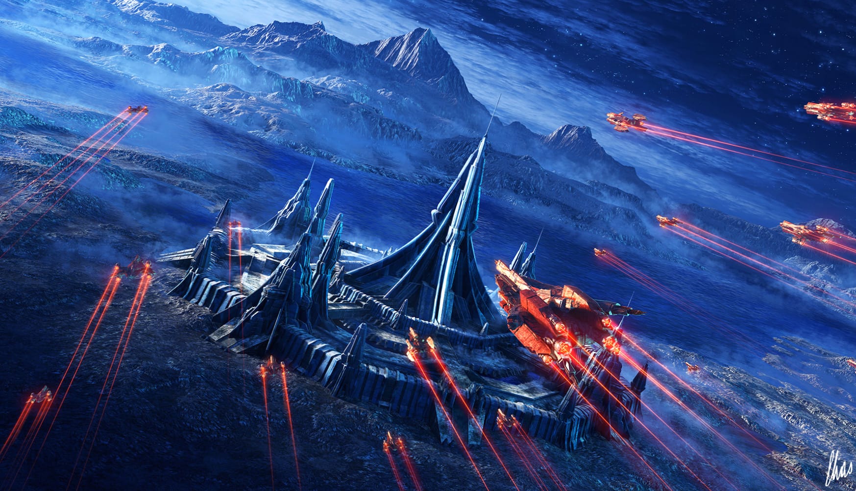 Blue Sci-Fi Cityscape at 750 x 1334 iPhone 6 size wallpapers HD quality