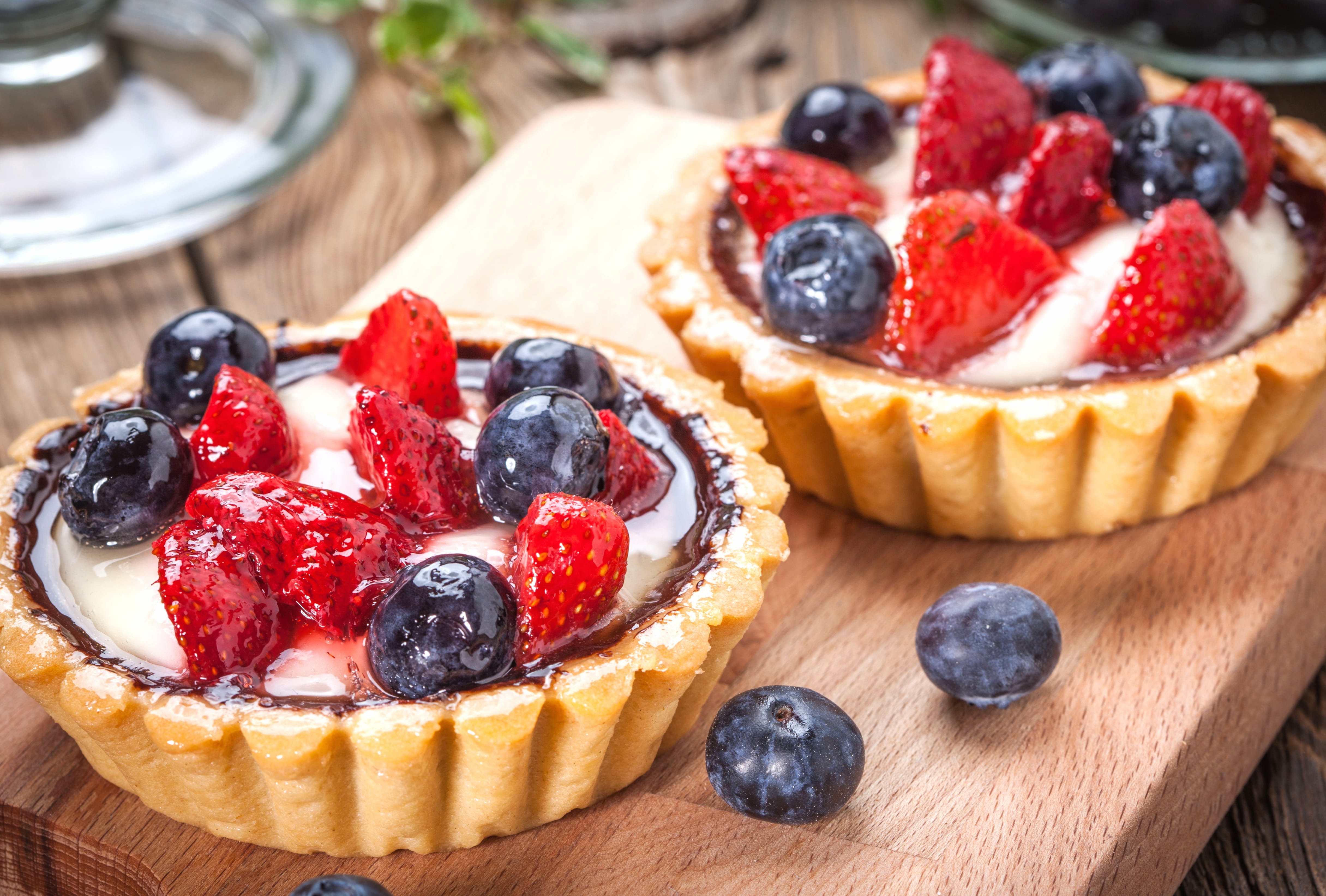 Blueberry Tart Strawberry Berry Fruit Pastry Food Dessert wallpapers HD quality