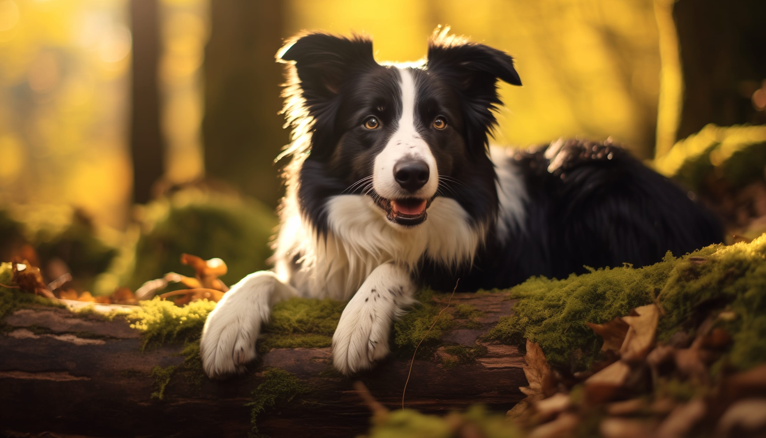 Border Collie in Autumn Forest at 1334 x 750 iPhone 7 size wallpapers HD quality