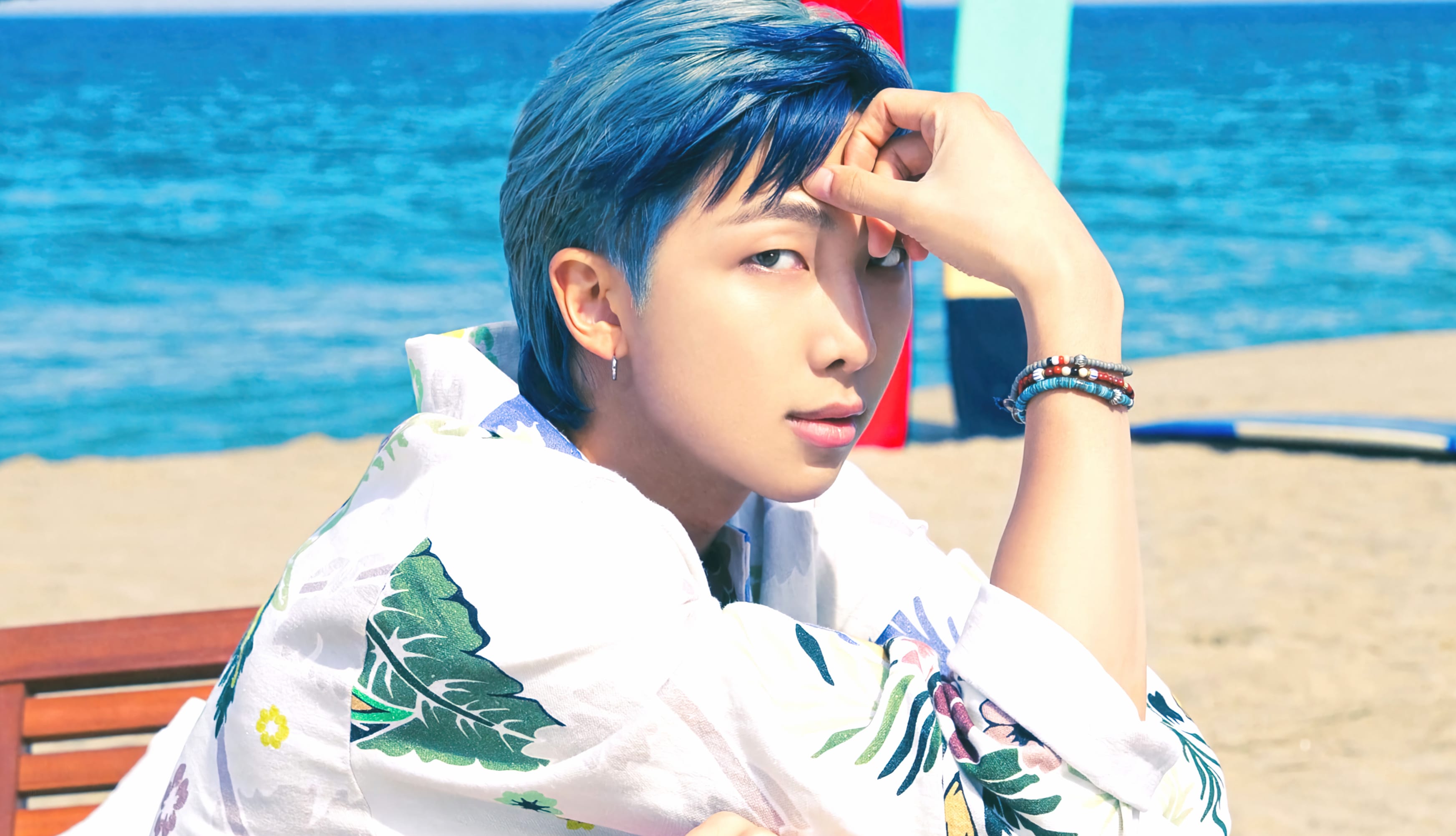 BTS Beachside Featuring Kim - Coastal Vibes Desktop Background at 1024 x 1024 iPad size wallpapers HD quality