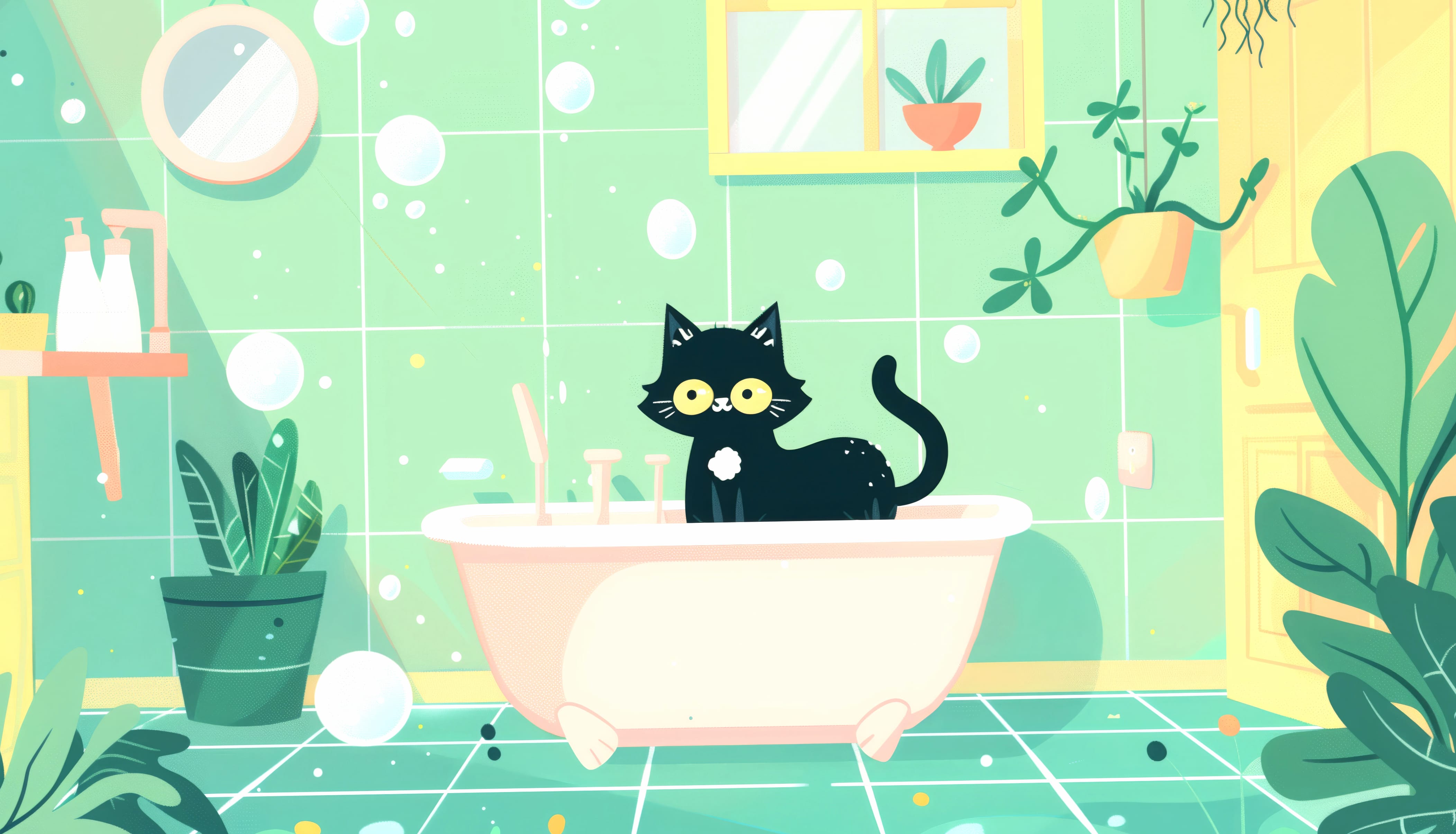 Bubble Bath Kitty in HD at 1600 x 900 HD size wallpapers HD quality