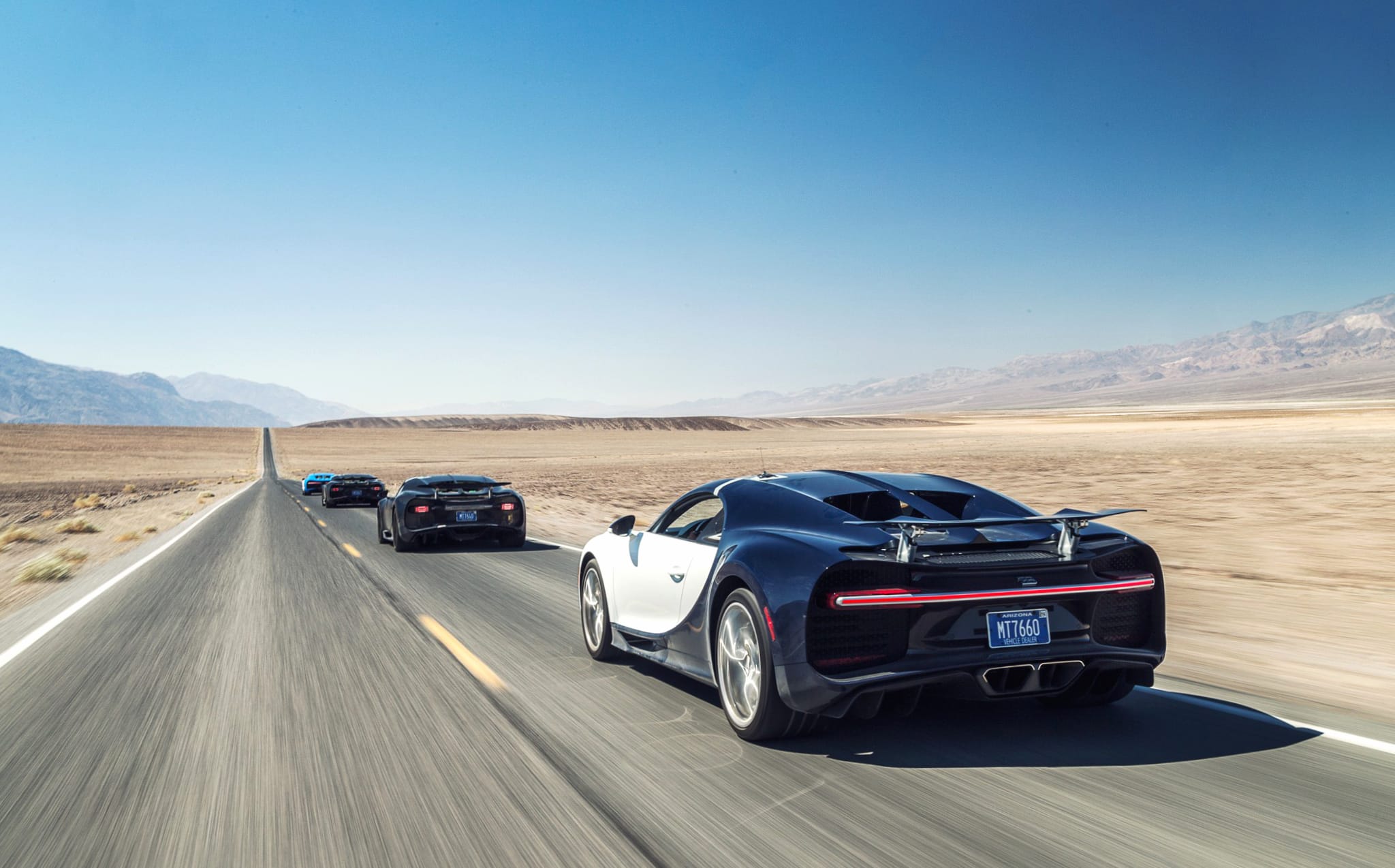 Bugatti Chiron in Desert Road - wallpapers HD quality