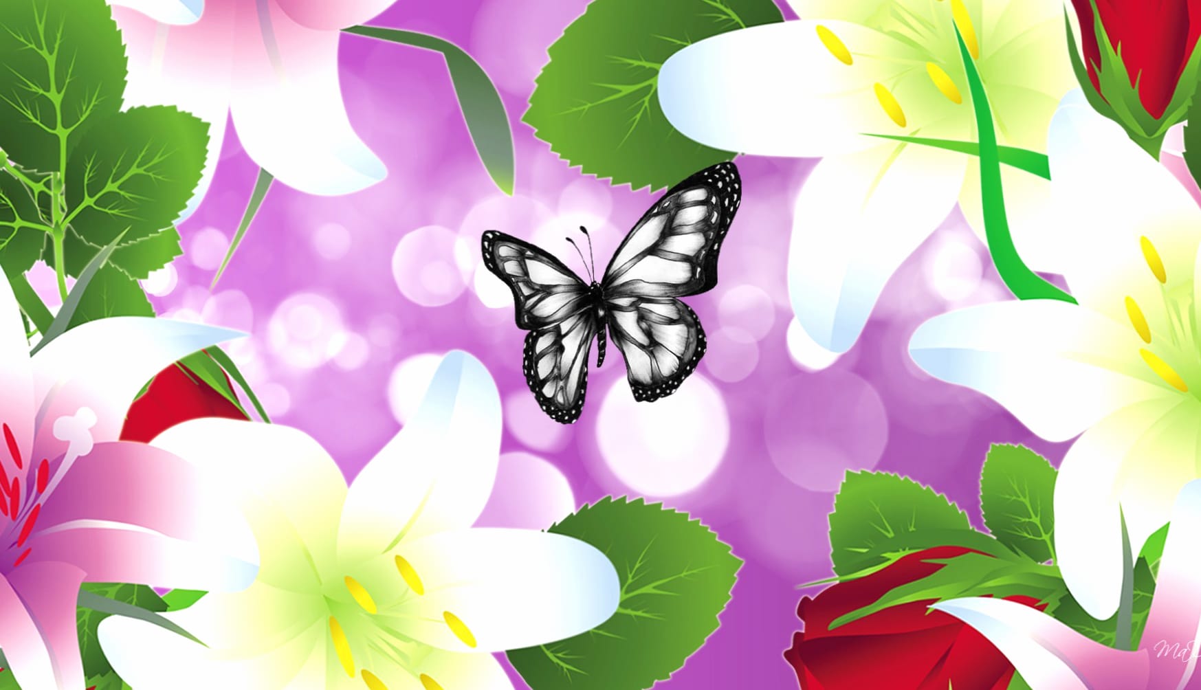 Butterfly Lily Artistic Flower at 1600 x 1200 size wallpapers HD quality