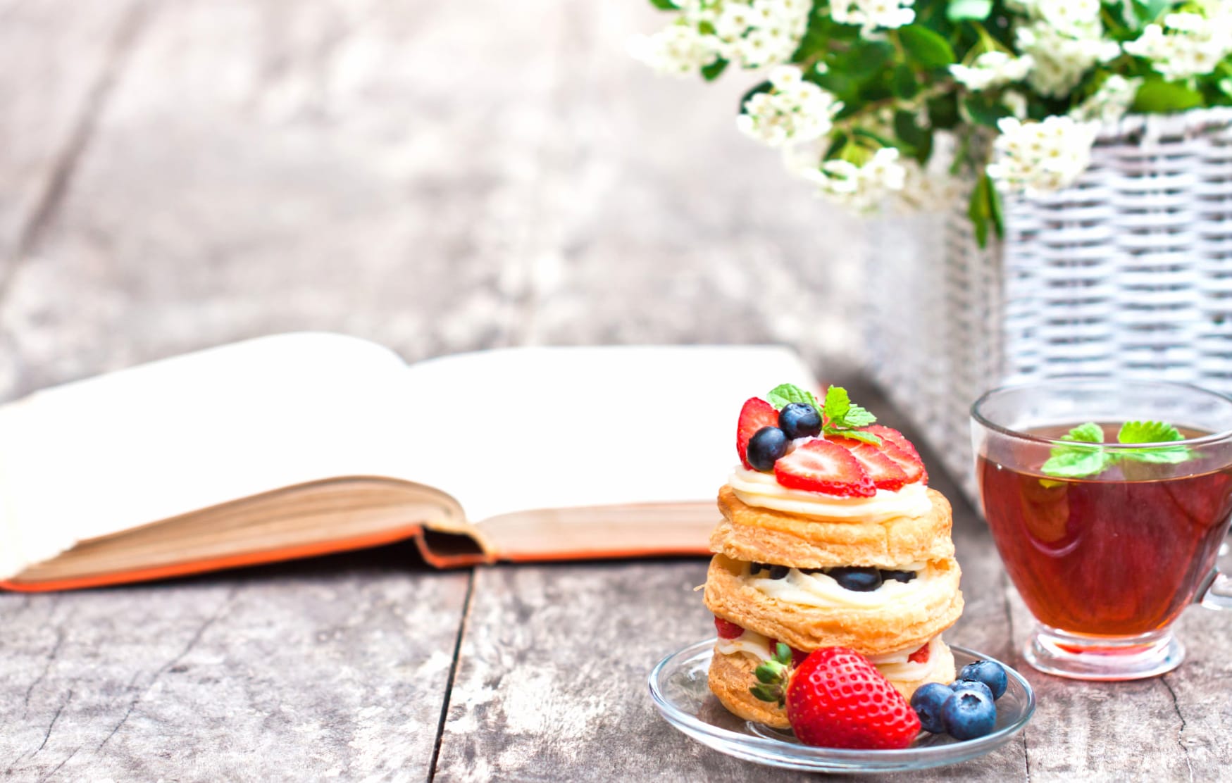 Cake Book Food Tea wallpapers HD quality