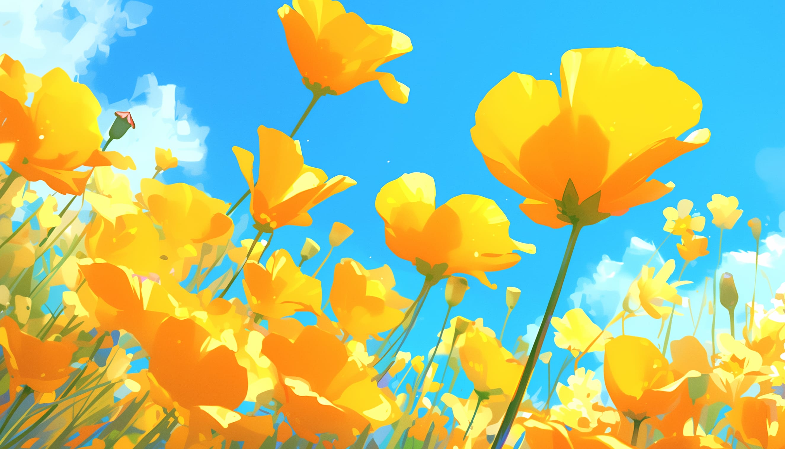 California Poppy Bloom - Vibrant Nature Desktop Background wallpapers HD quality