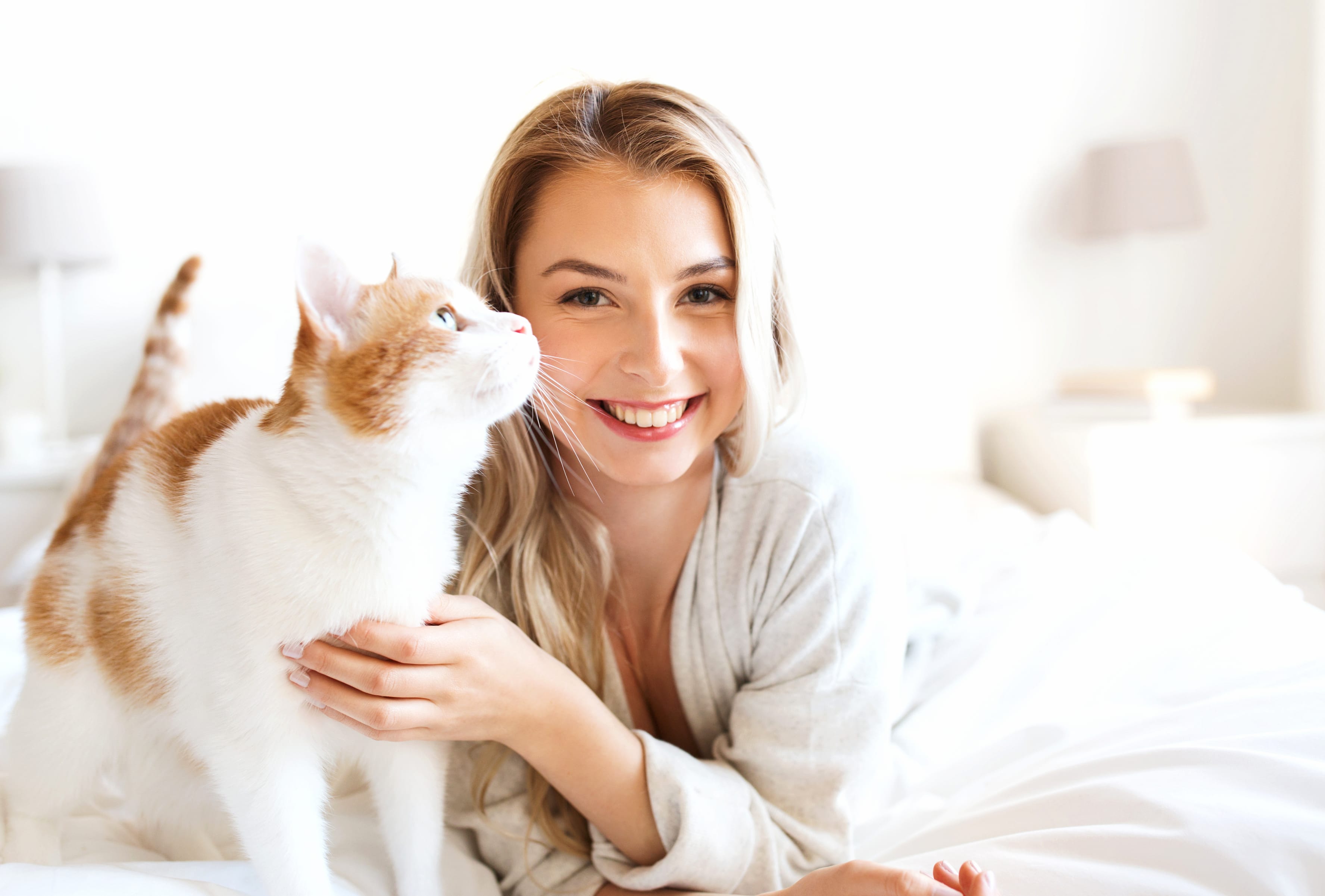 Cat Blonde Smile Woman Model wallpapers HD quality