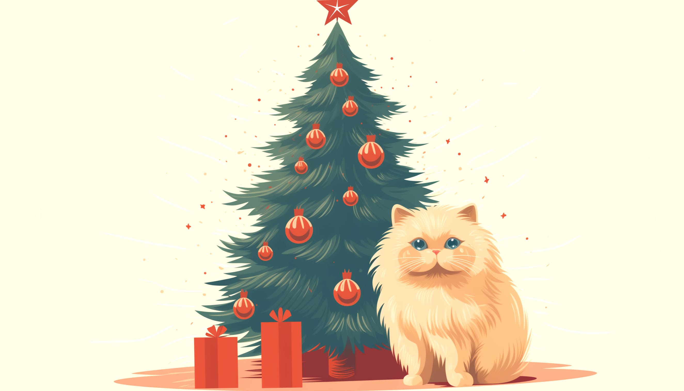 Cat Chistmas Cat AI Art at 640 x 960 iPhone 4 size wallpapers HD quality