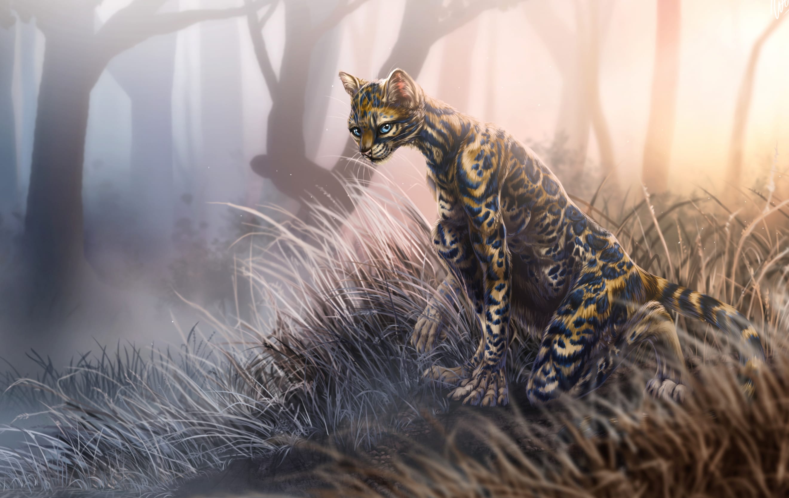 Cat Grass Creature Fantasy Animal at 1152 x 864 size wallpapers HD quality