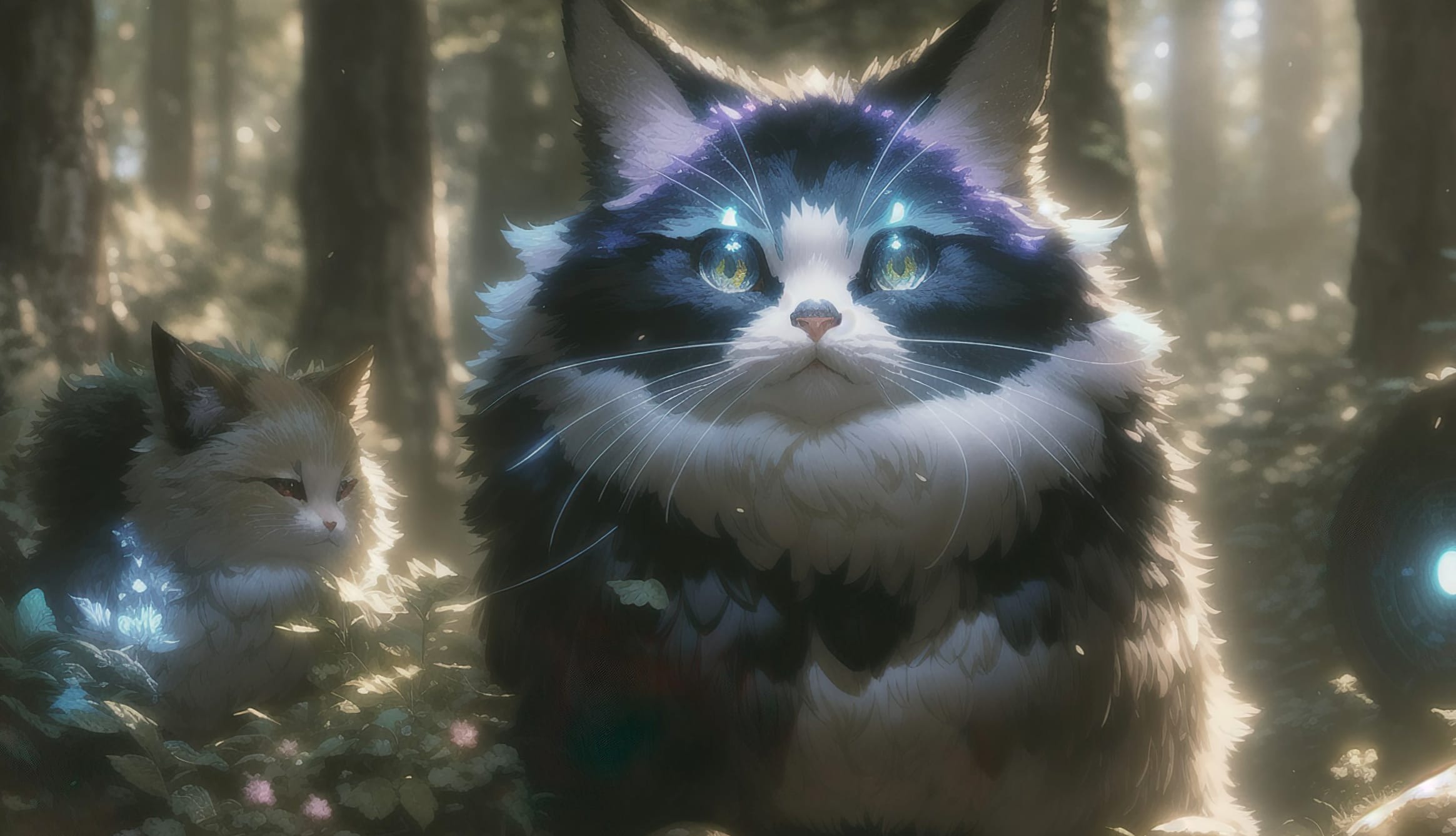 Cats in a magical forest wallpapers HD quality