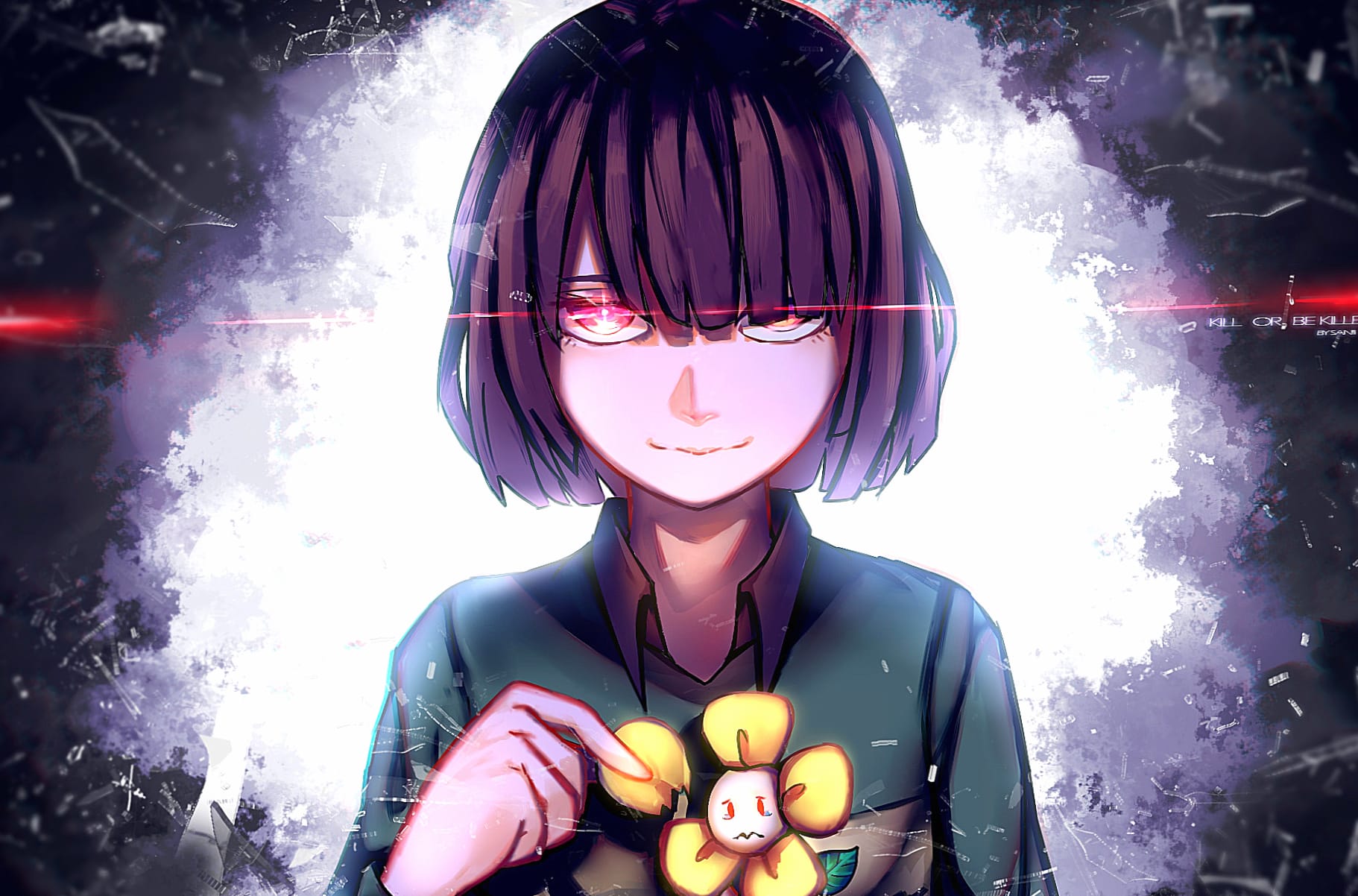 Chara and Flowey - Glowing Eyes wallpapers HD quality