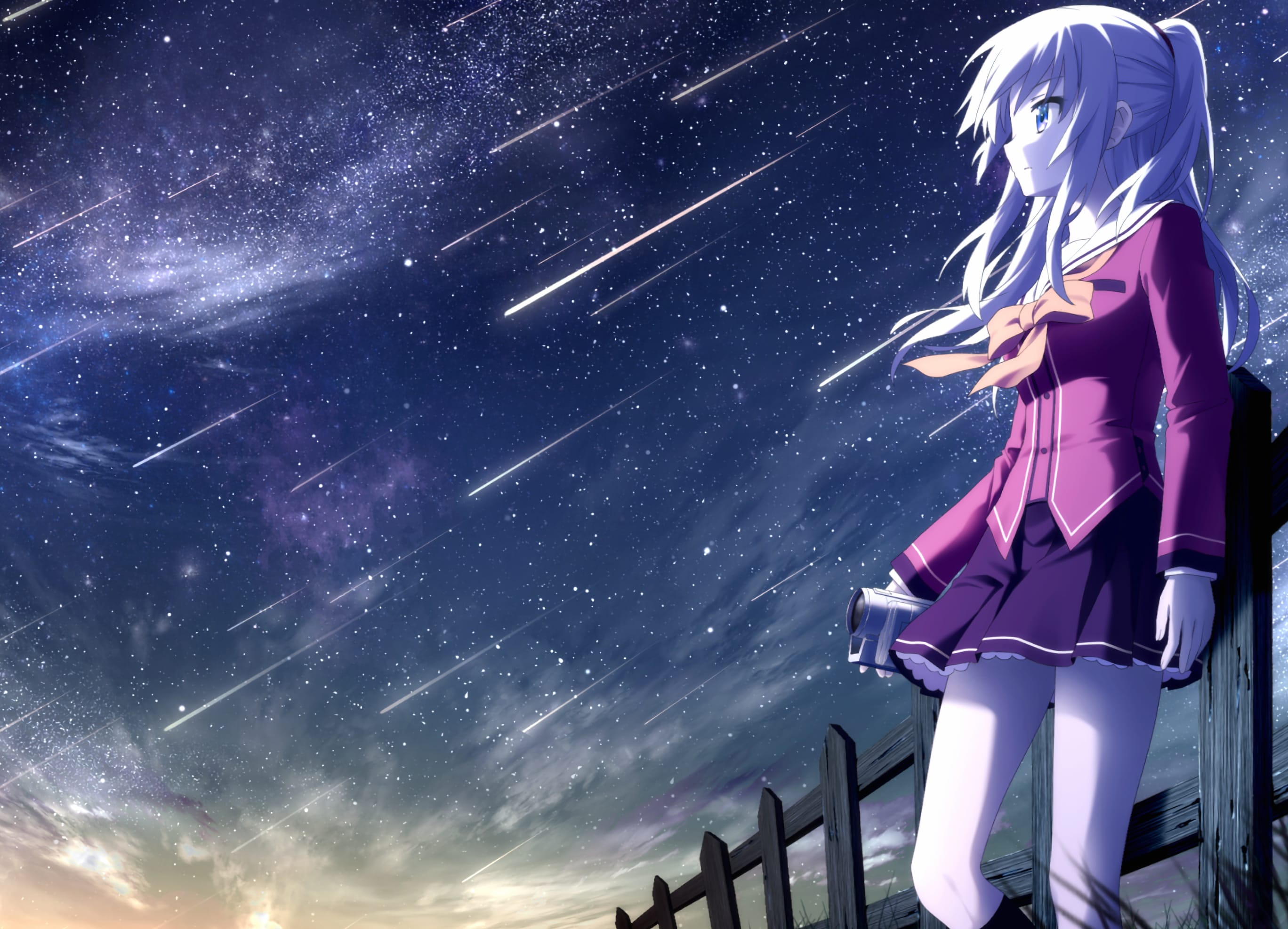 Charlotte Anime Nao Tomori HD Night Sky Wallpaper at 1024 x 1024 iPad size wallpapers HD quality