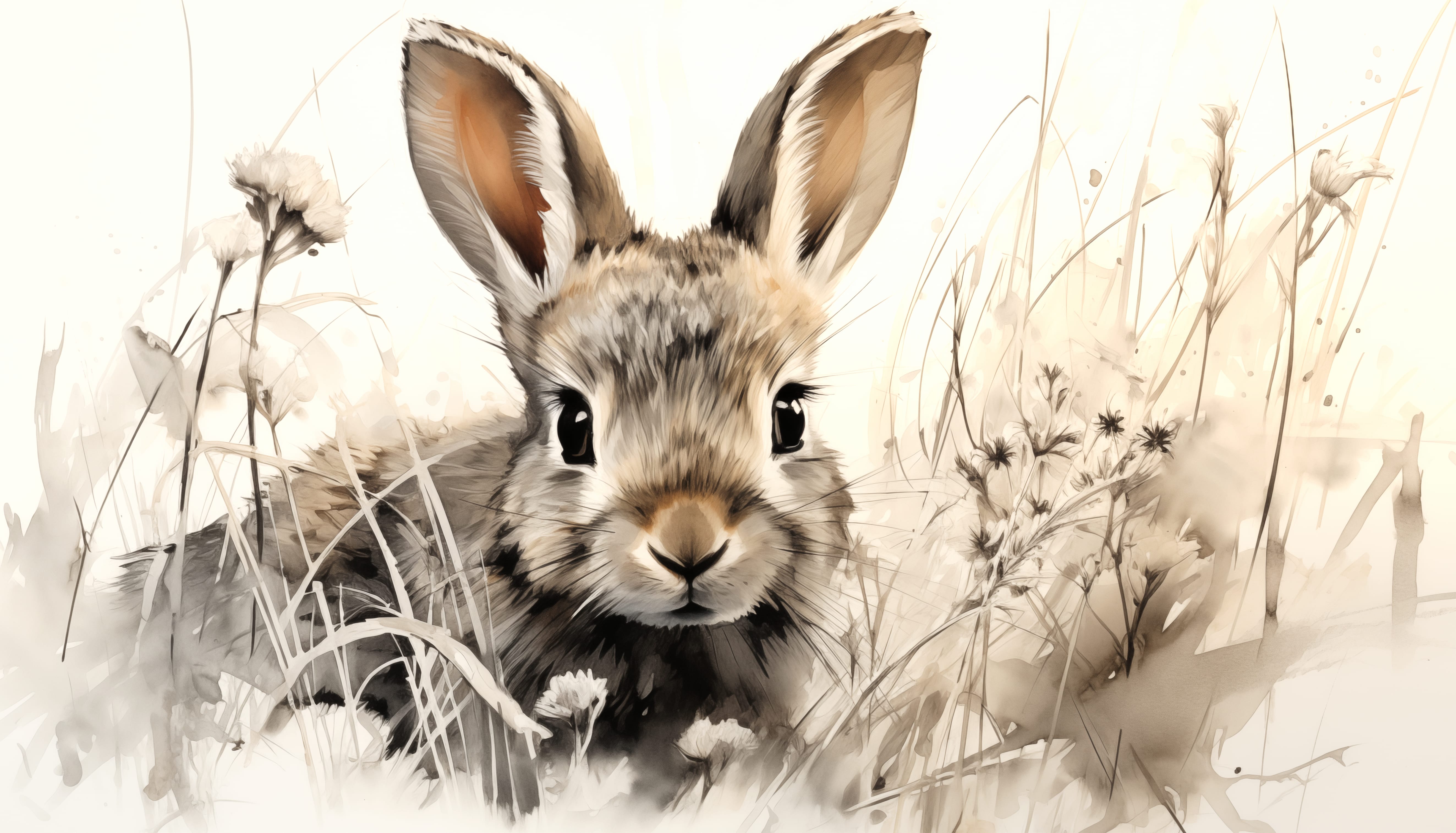 Charming Rabbit – Serene Meadow Background at 1280 x 720 HD size wallpapers HD quality