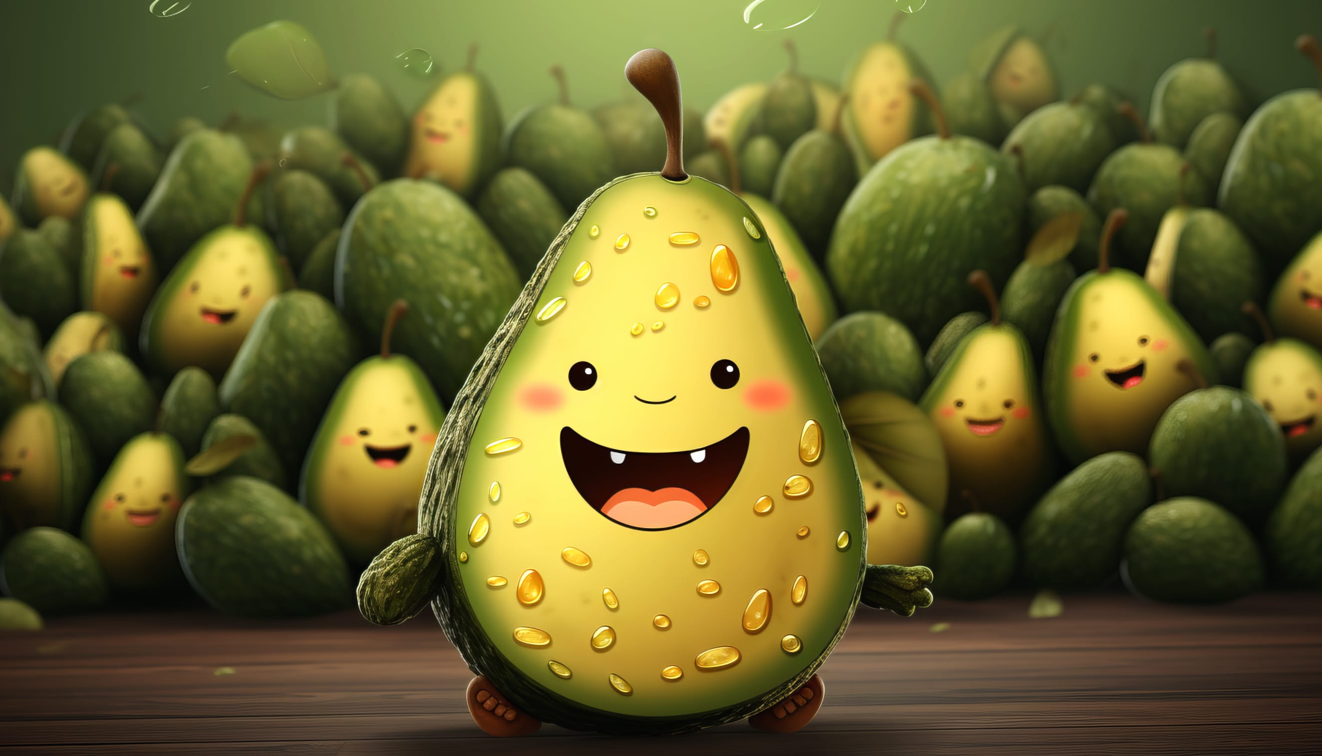 Cheerful Avocado Characters - AI Art wallpapers HD quality