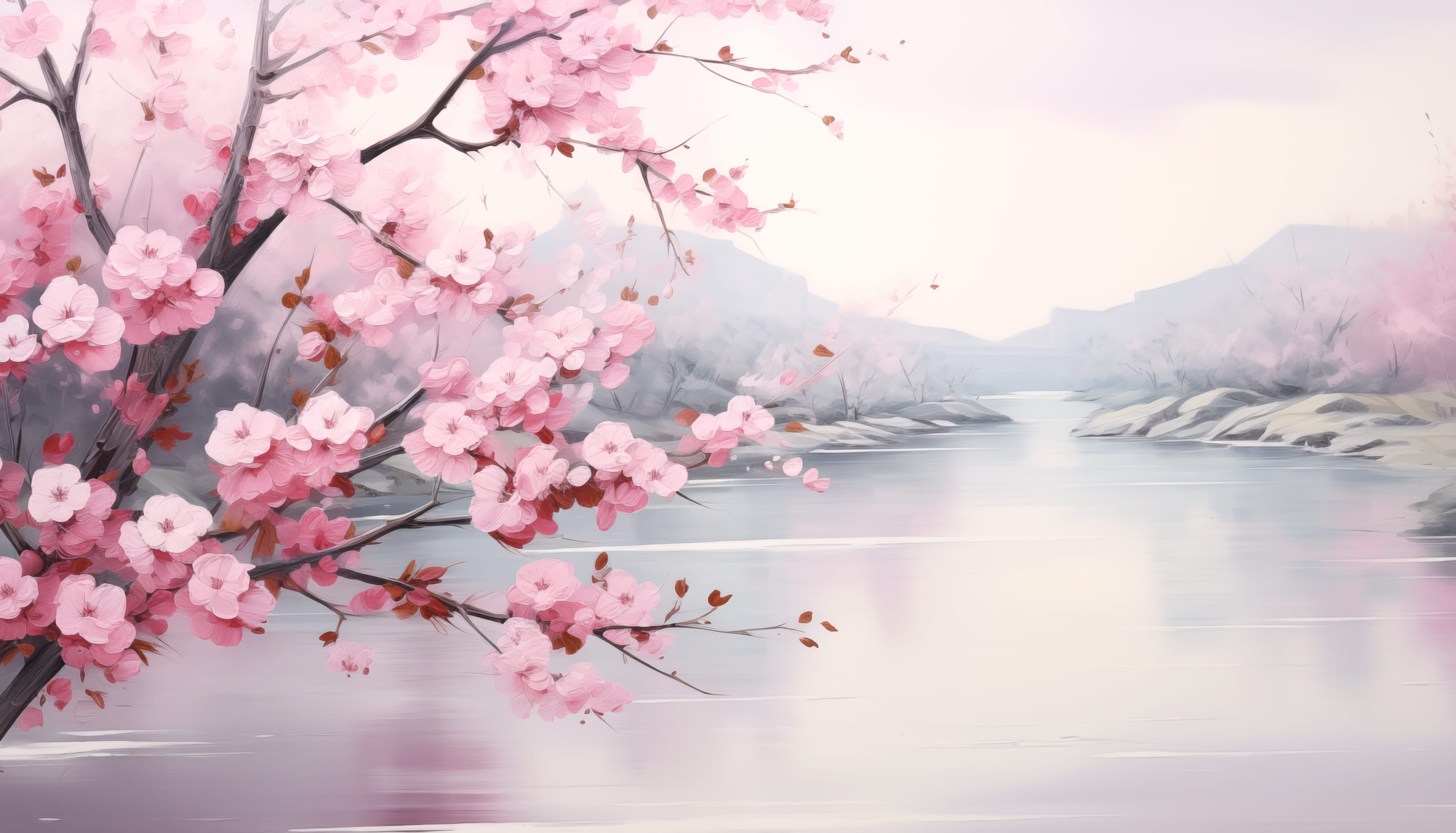 Cherry Blossom Serenity - Pink Flower at 640 x 1136 iPhone 5 size wallpapers HD quality