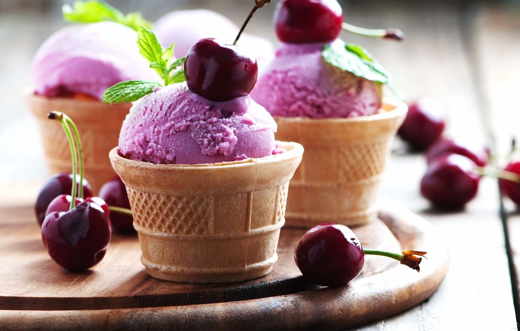 Cherry Delight Waffle Cone Ice Cream - wallpapers HD quality