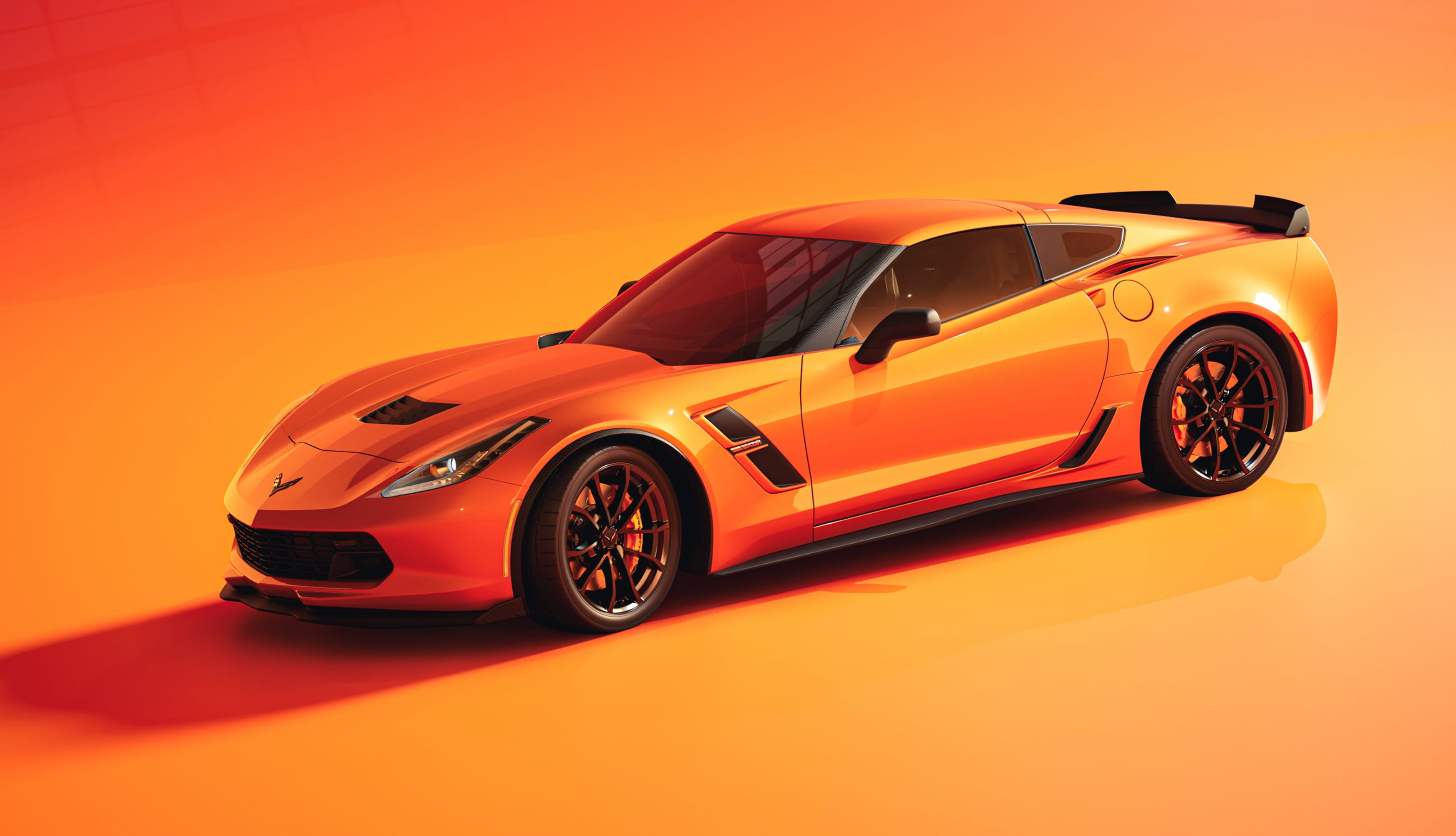 Chevrolet Corvette Orange aesthetic at 2048 x 2048 iPad size wallpapers HD quality