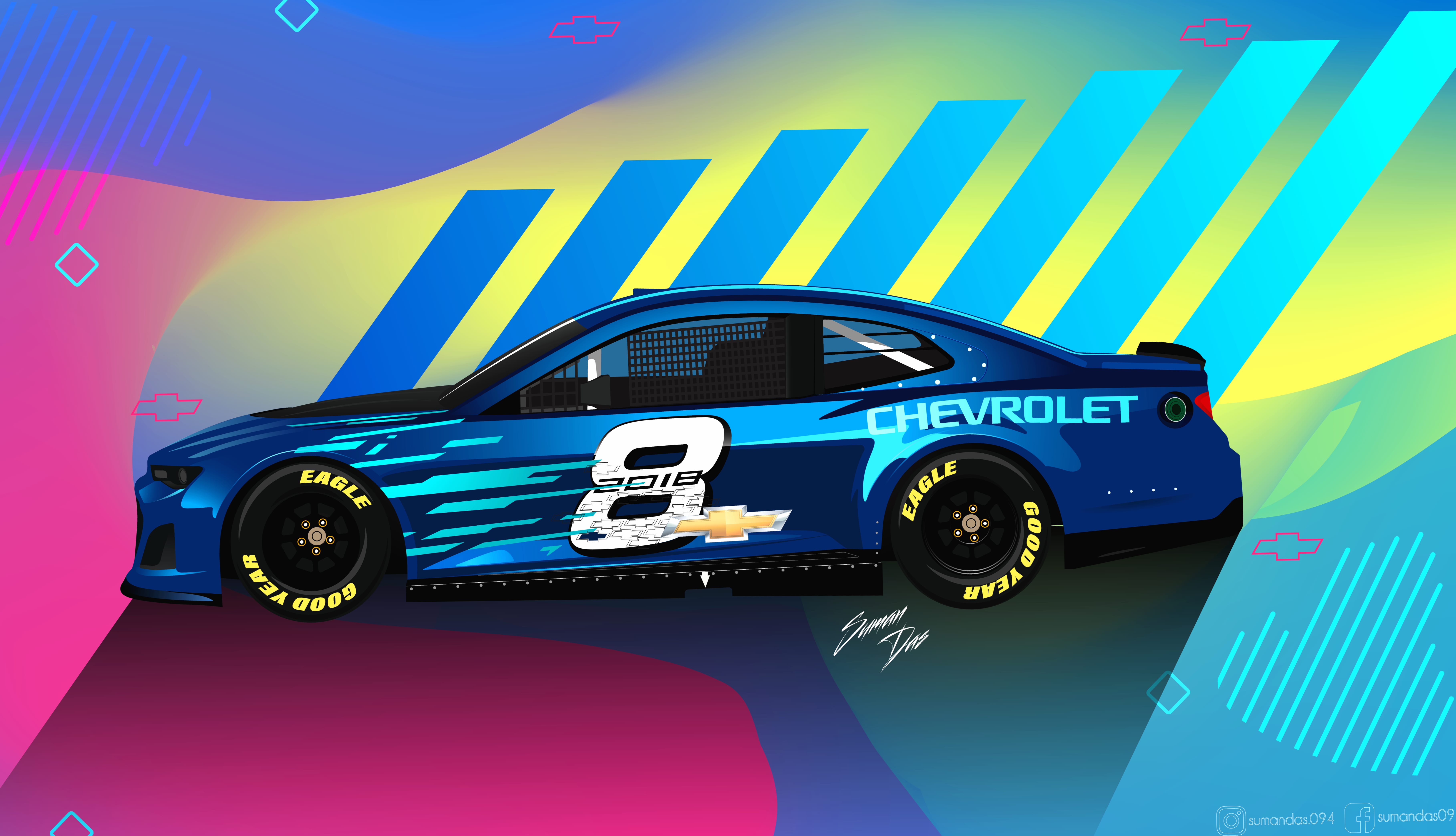 Chevrolet nascar illustration wallpapers HD quality