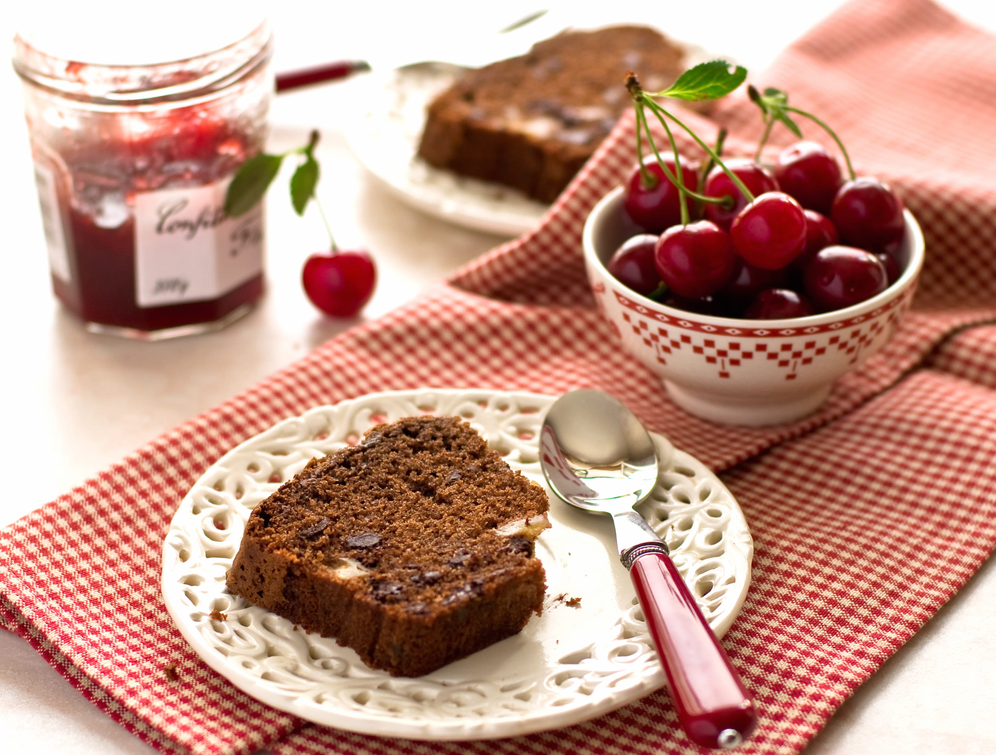 Chocolate Cherry Cake Food Still Life wallpapers HD quality