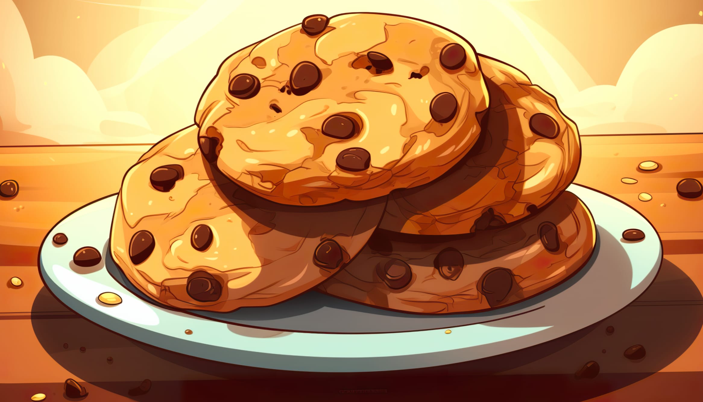 Chocolate Chip Cookies Illustration Wallpaper wallpapers HD quality