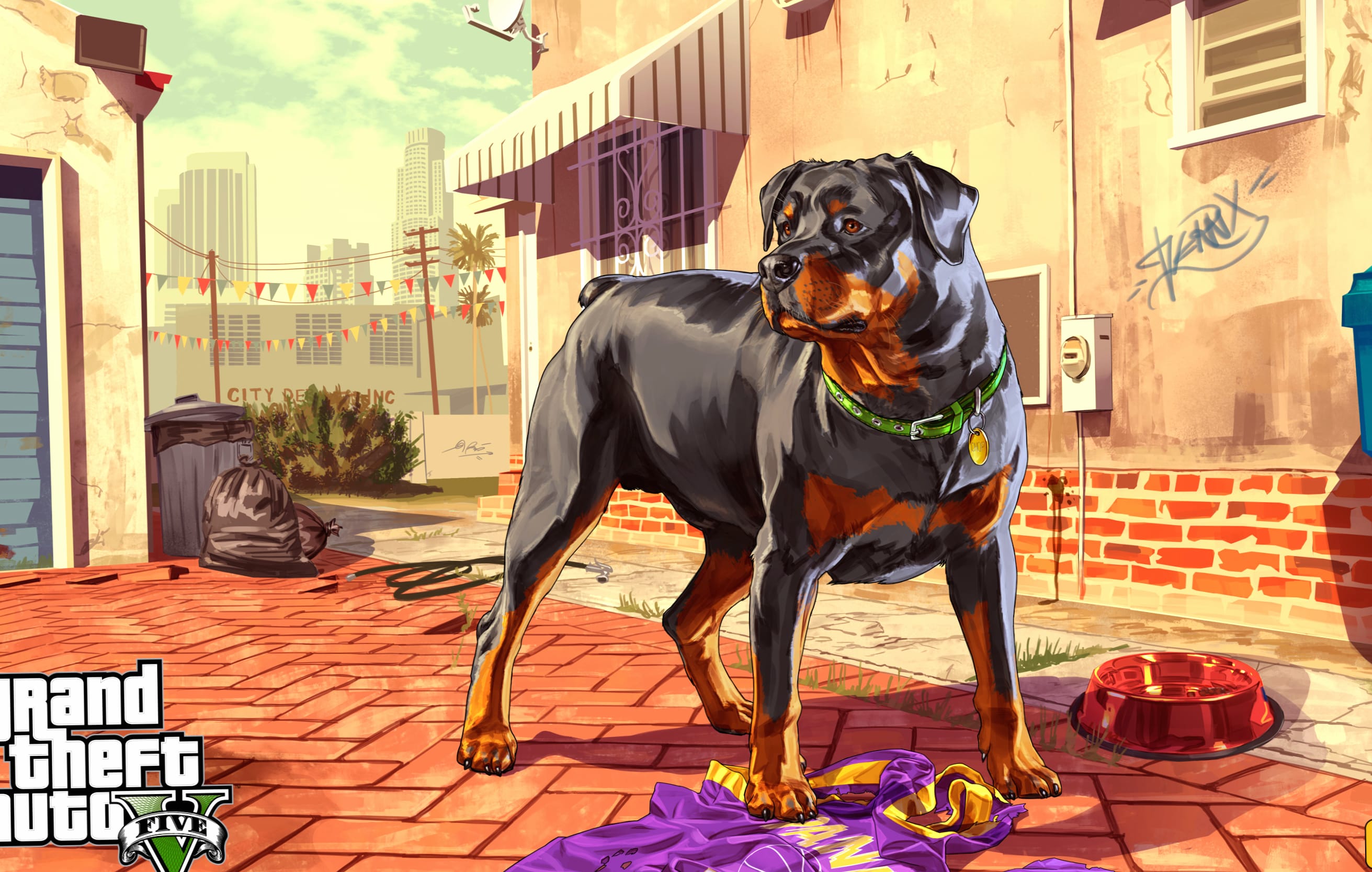 Chop in GTAV Rottweiler at 750 x 1334 iPhone 6 size wallpapers HD quality