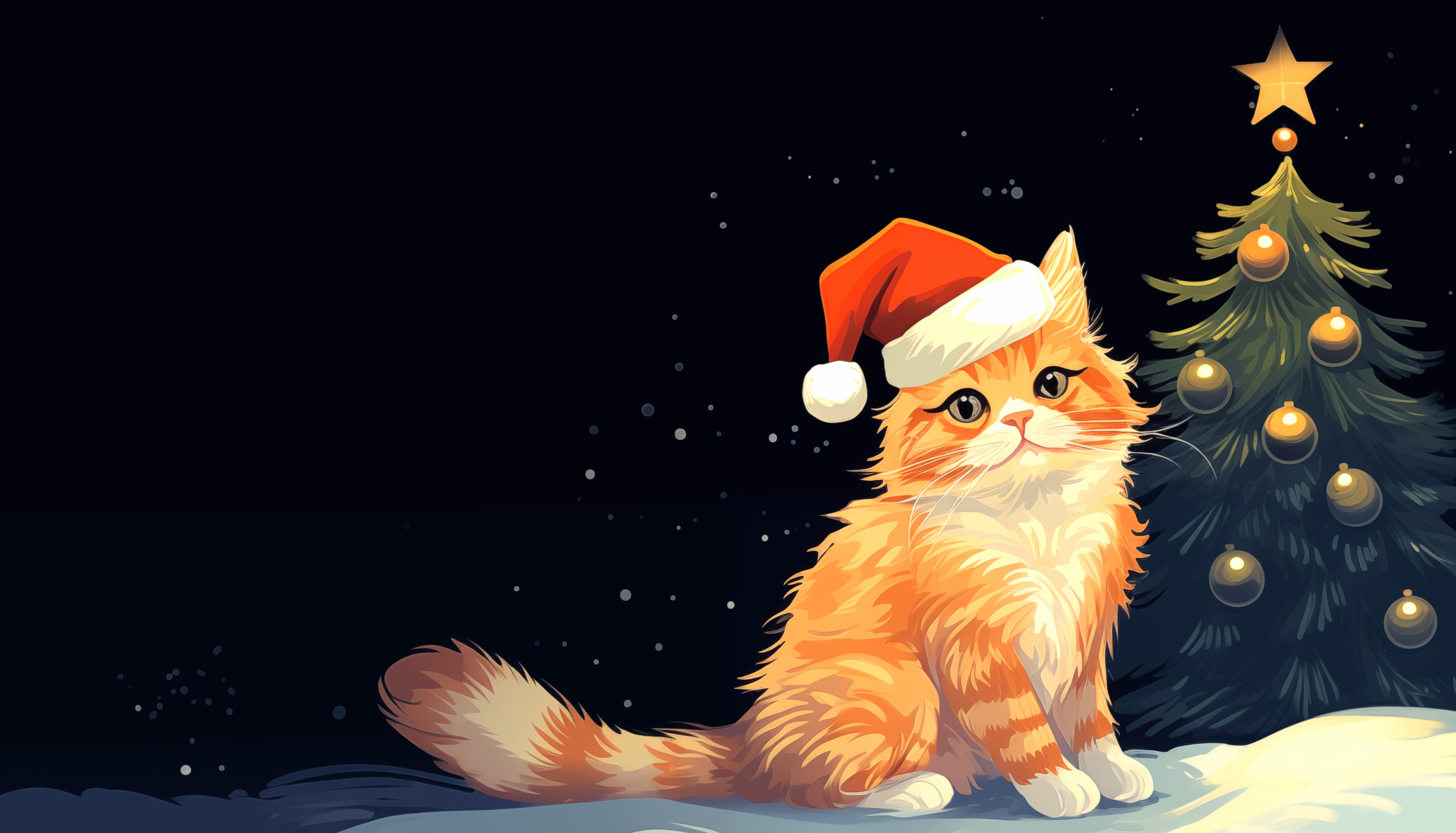 Christmas Cat in Santa Hat at 750 x 1334 iPhone 6 size wallpapers HD quality