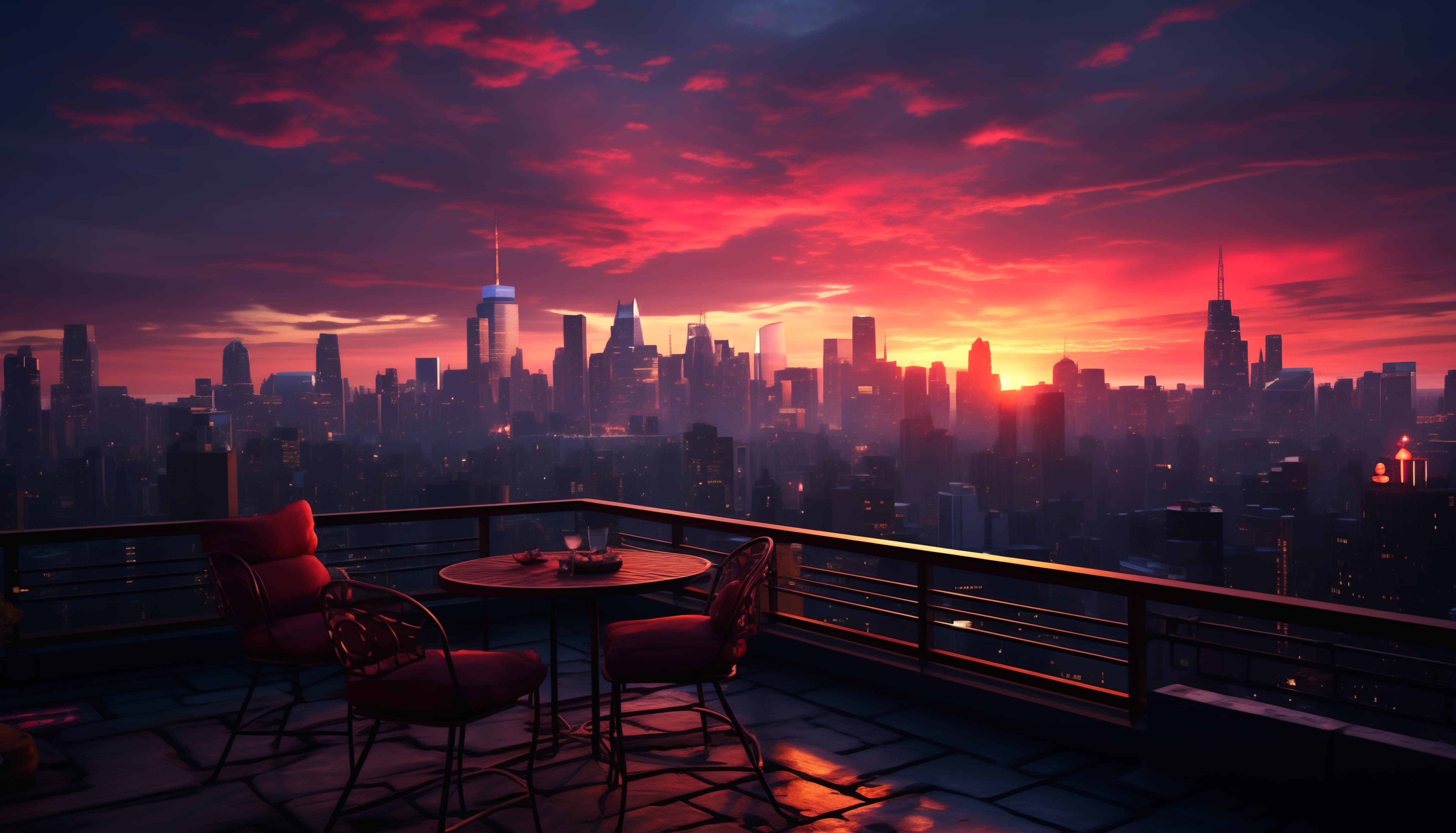 City Sunrise - Breathtaking Dawn Skyline at 2048 x 2048 iPad size wallpapers HD quality